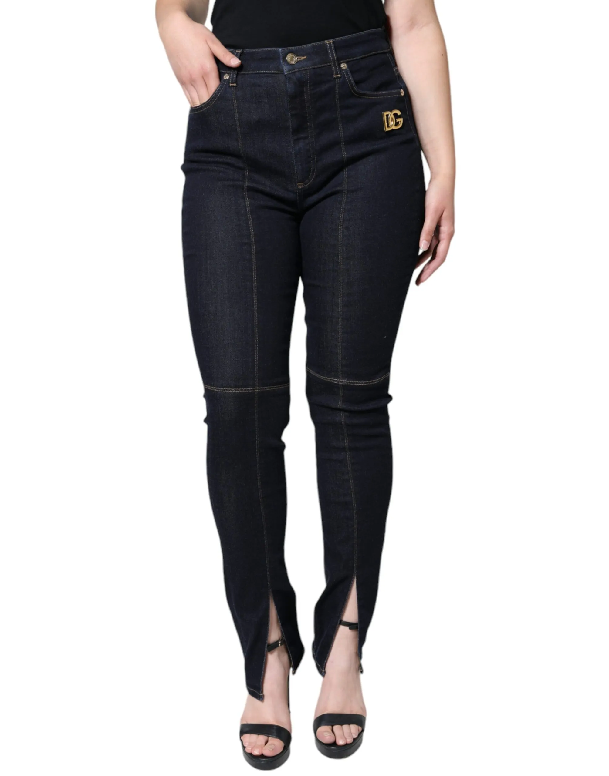Dolce & Gabbana Women's Black Cotton Blend Skinny Denim Jeans