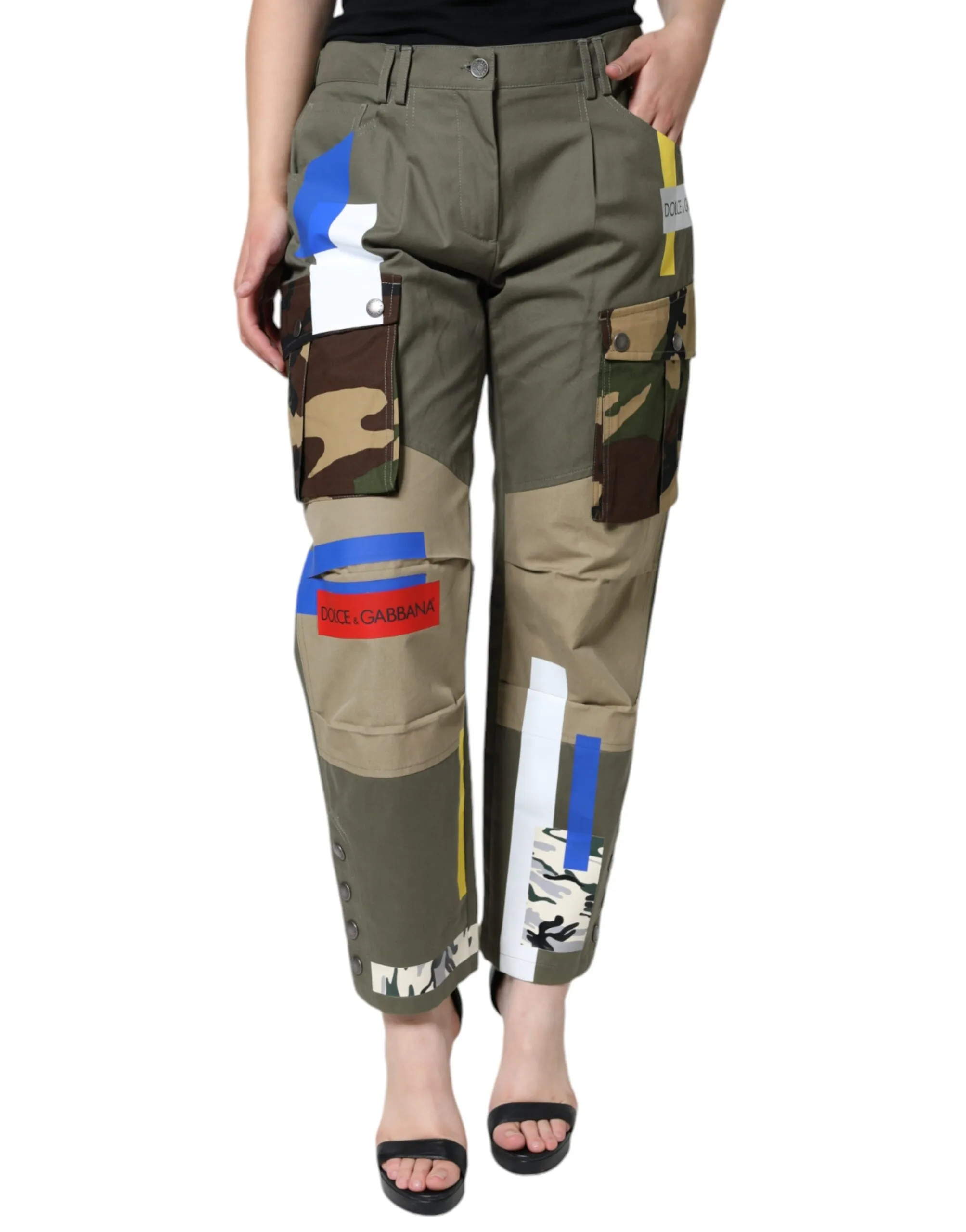 Dolce & Gabbana Women's Green Military Cotton Cargo Pants