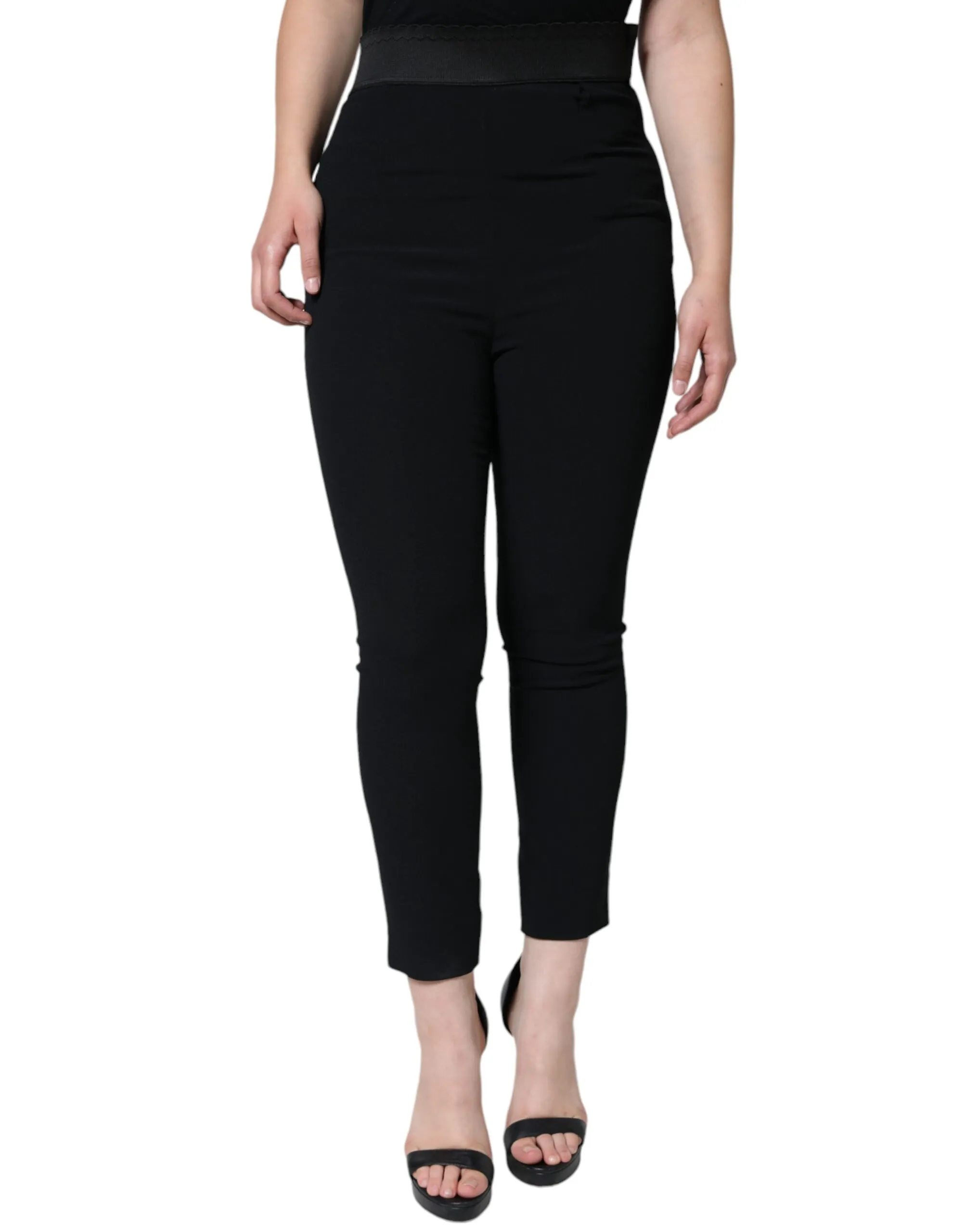 Dolce & Gabbana Women's Black Viscose High Waist Tapered Pants