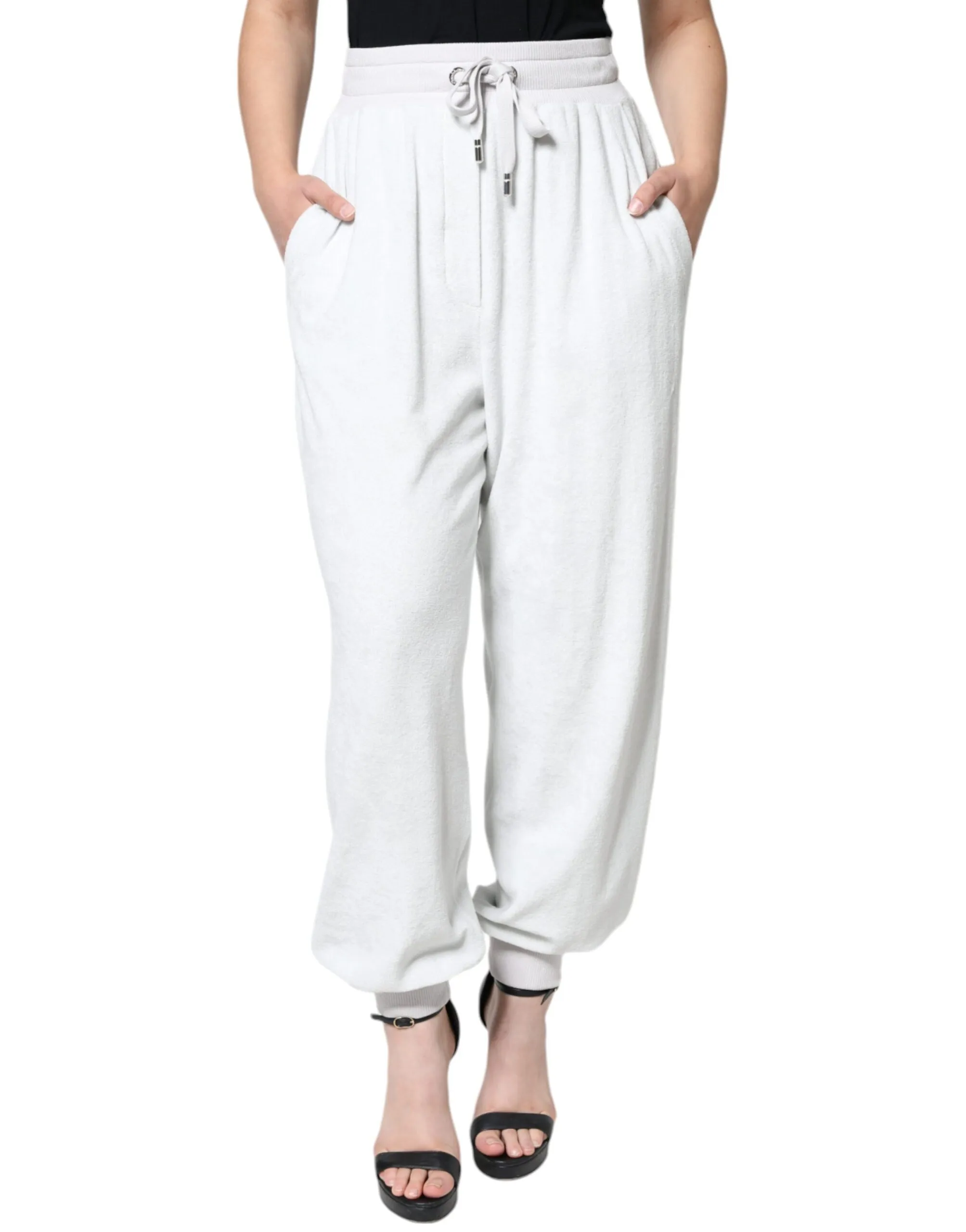 Dolce & Gabbana Women's White Nylon Jogger Sweatpants Pants