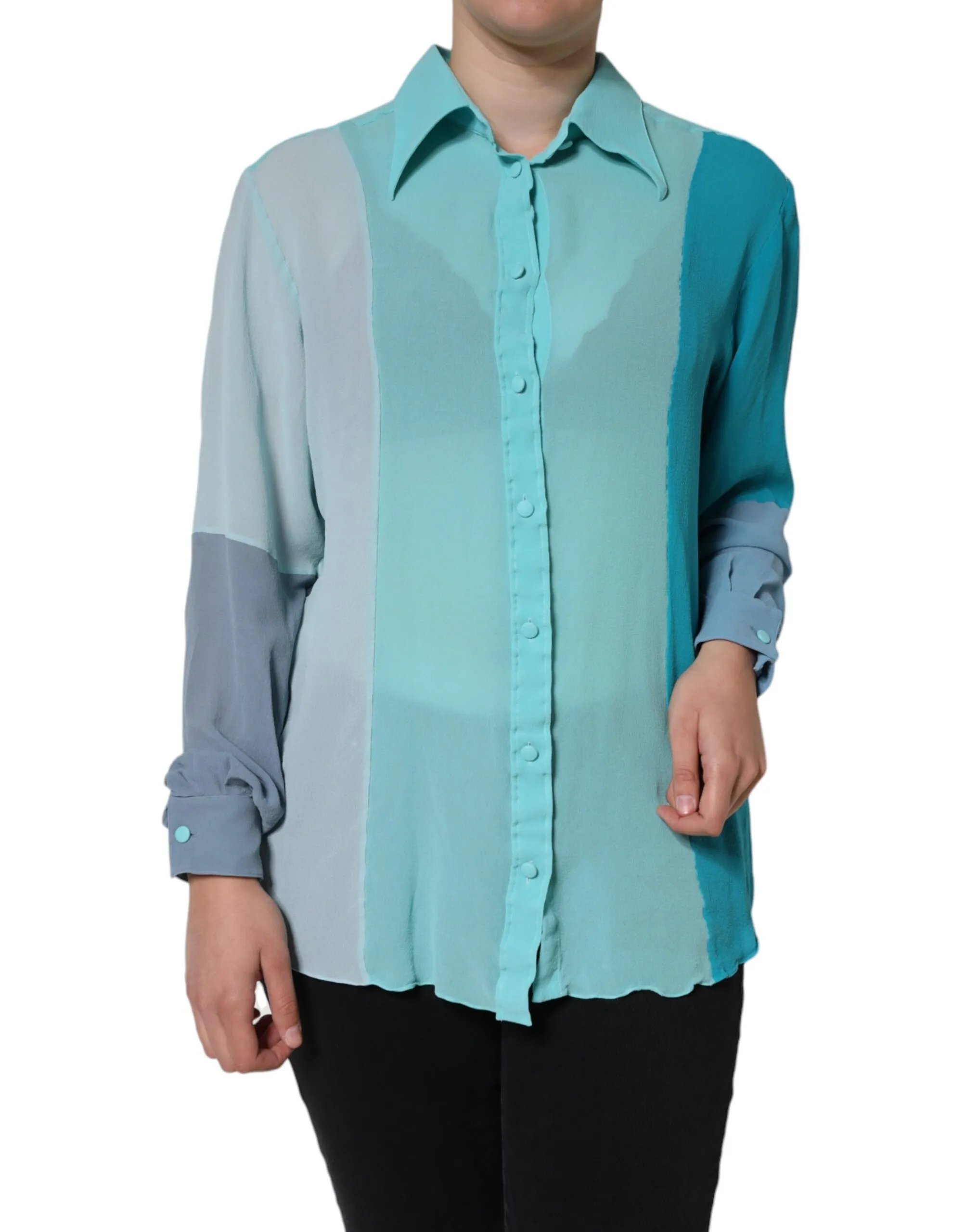 Dolce & Gabbana Women's Multicolor Long Sleeve Button Blouse Top