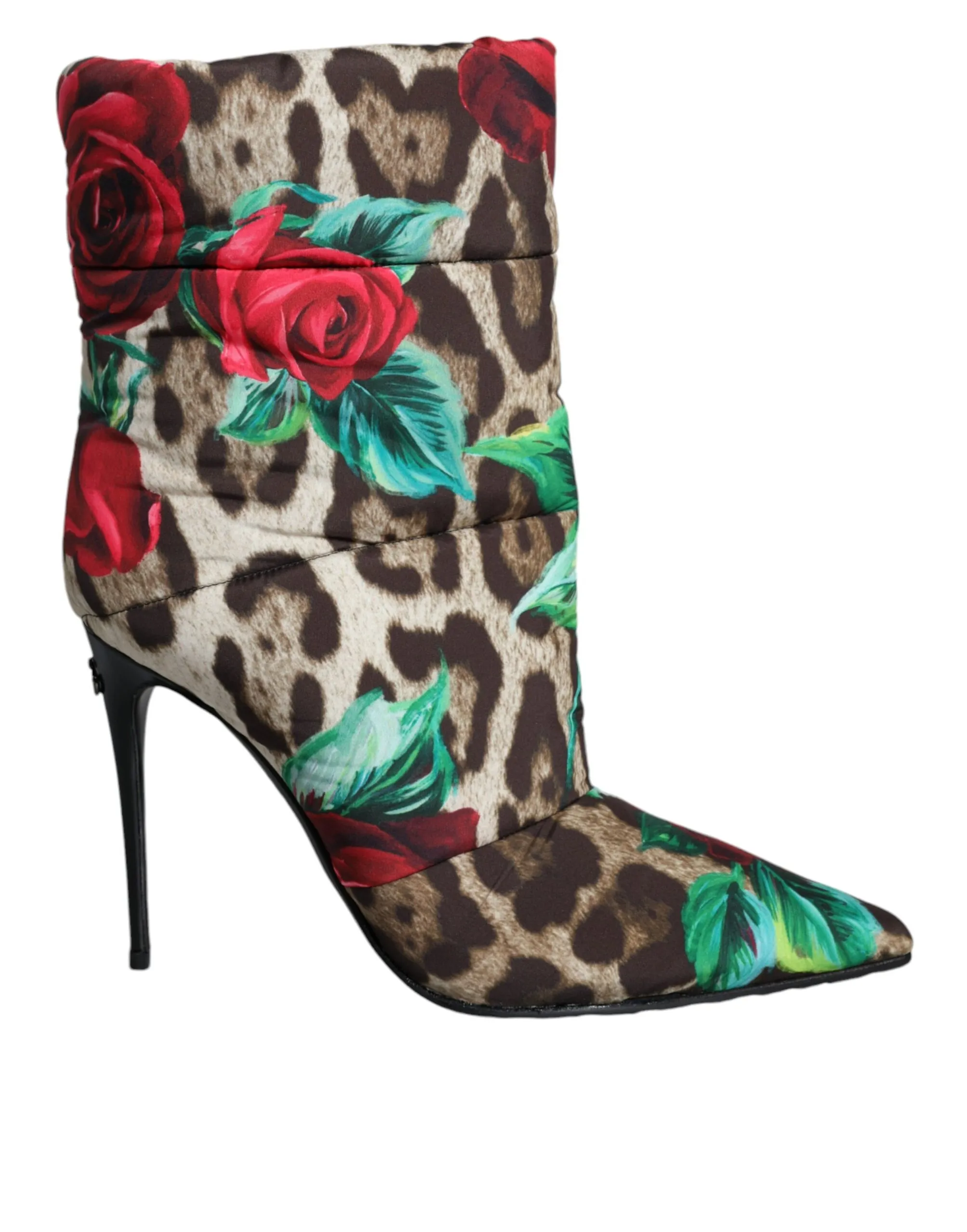 Dolce & Gabbana Women's Multicolor Leopard Rose Mid Calf Boots Shoes