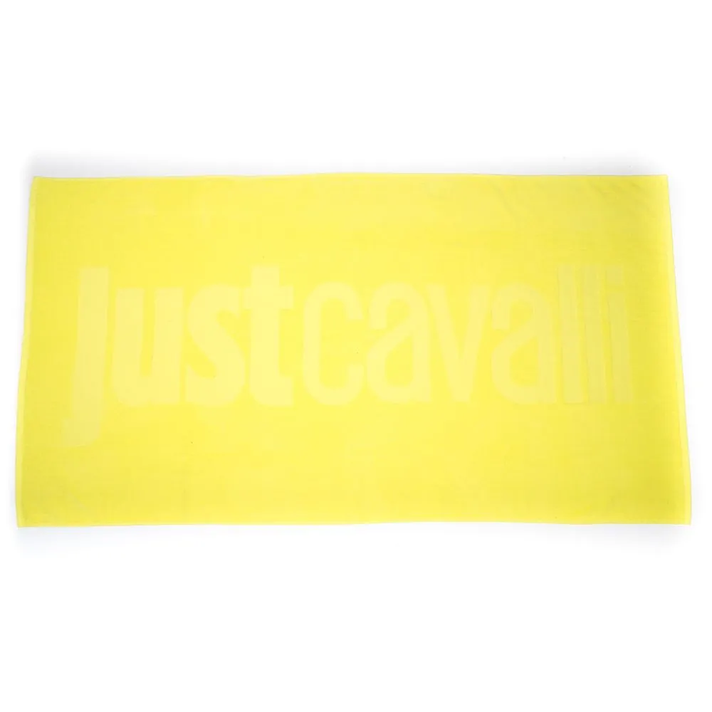 Just Cavalli Yellow Cotton Men Beach Towel