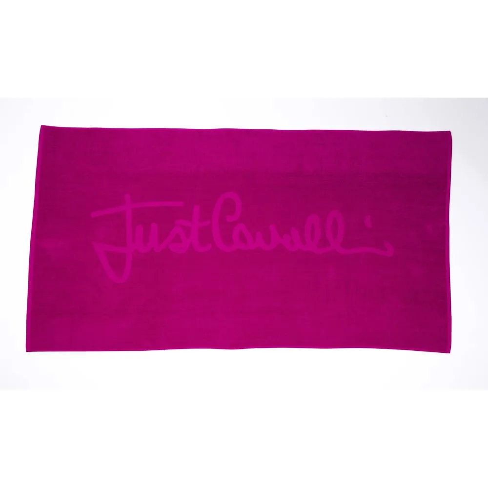 Just Cavalli Fuchsia Cotton Men Beach Towel