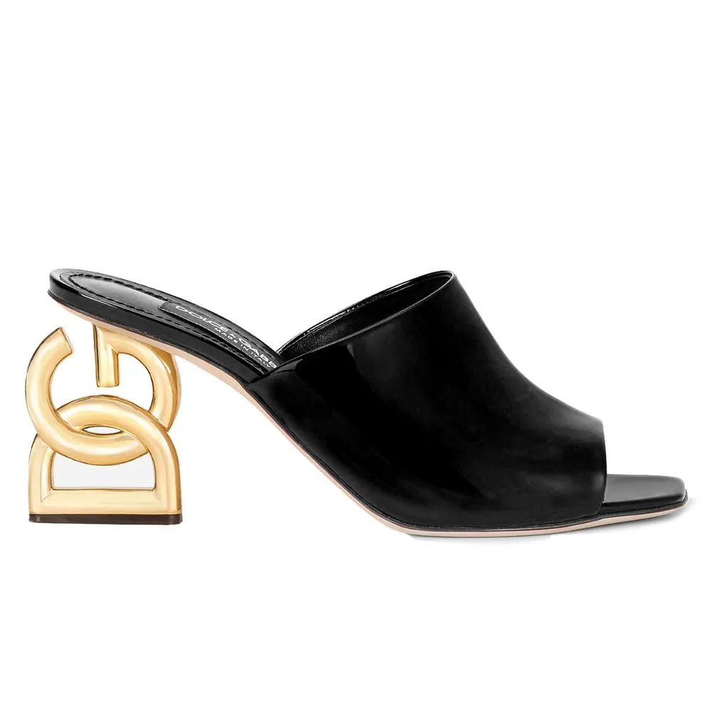 Dolce & Gabbana Women's Black Leather Di Calfskin Sandal