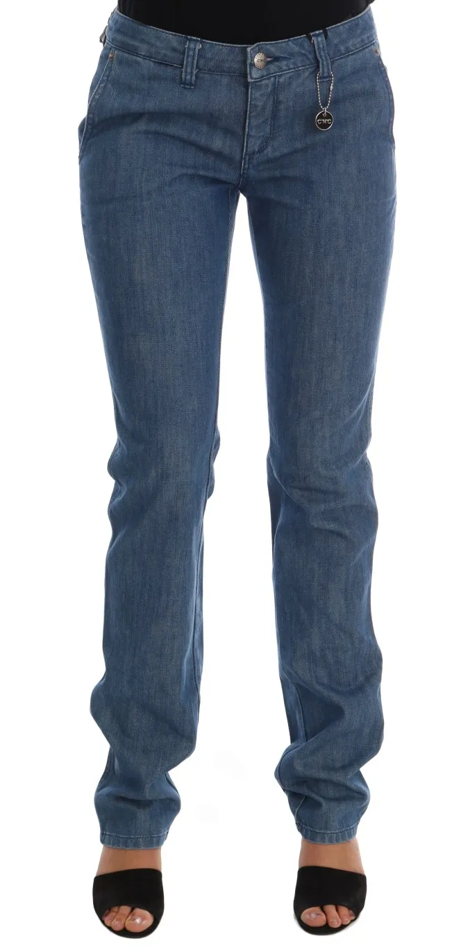 Costume National Women's Super Slim Blue Wash Cotton Jeans