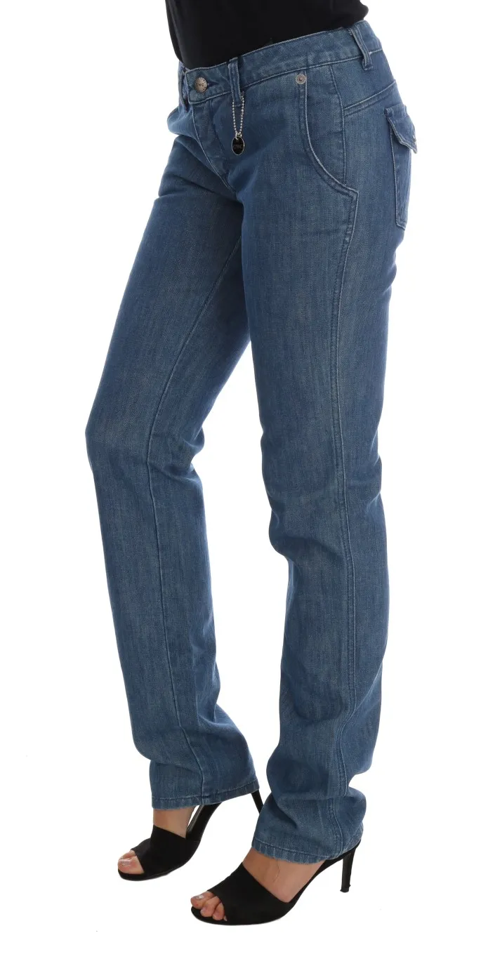 Costume National Women's Super Slim Blue Wash Cotton Jeans
