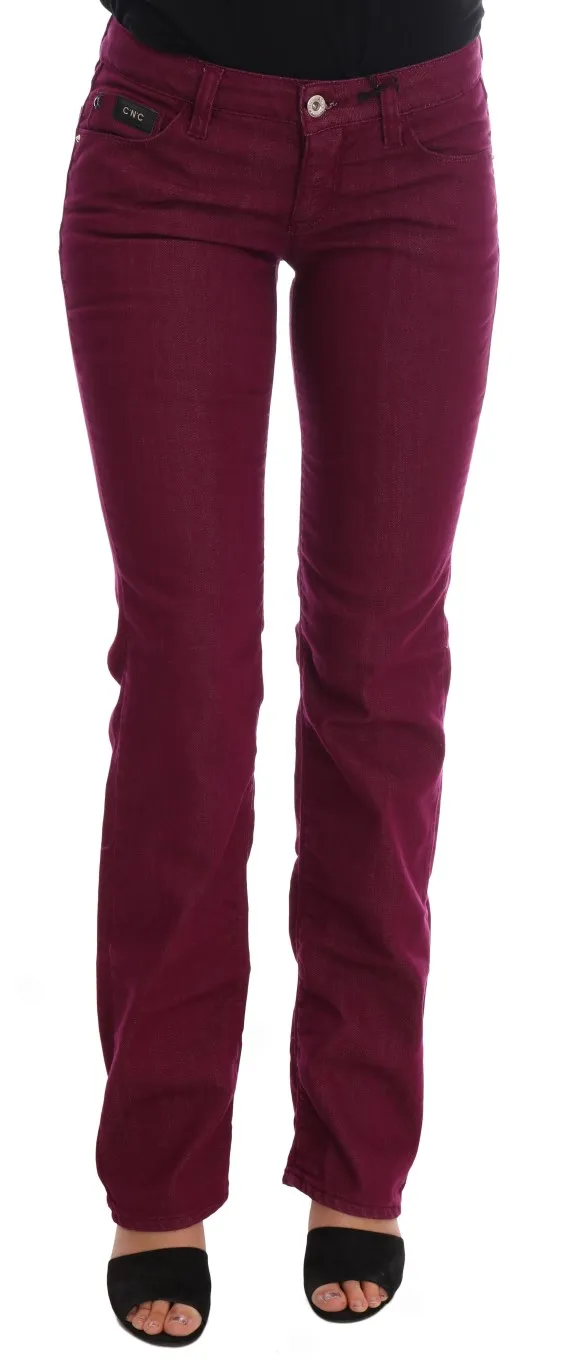 Costume National Women's Sleek Red Straight Fit Luxury Jeans