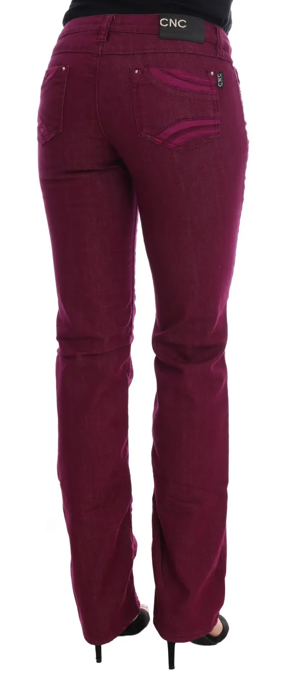 Costume National Women's Sleek Red Straight Fit Luxury Jeans