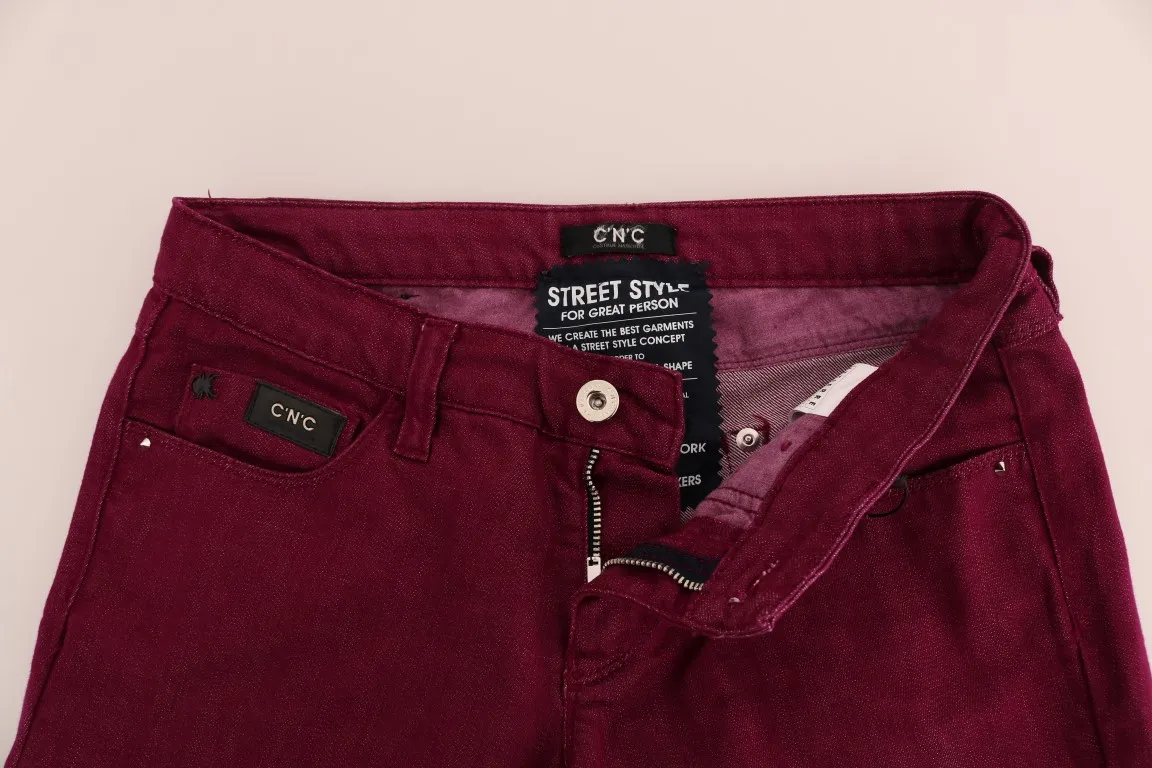 Costume National Women's Sleek Red Straight Fit Luxury Jeans