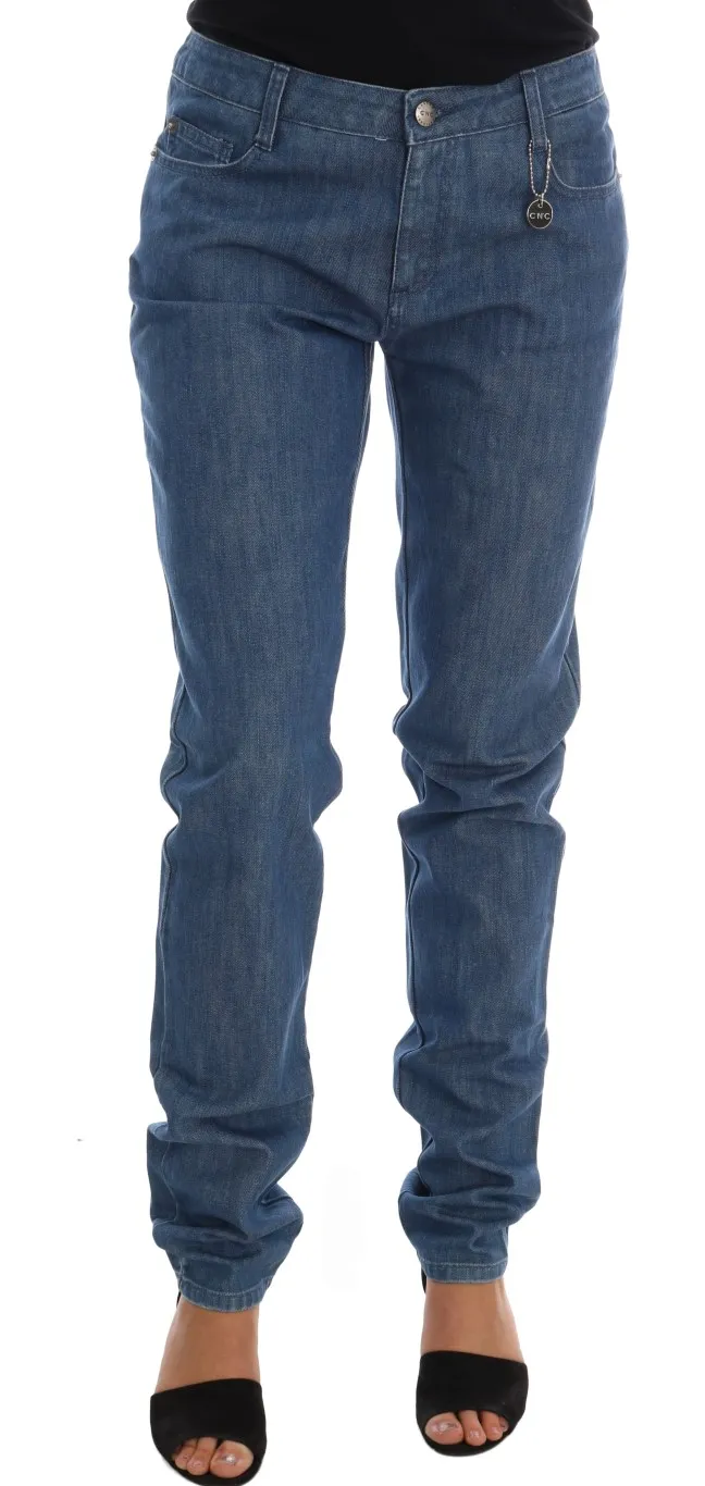 Costume National Women's Elegant Boy Fit Blue Wash Jeans