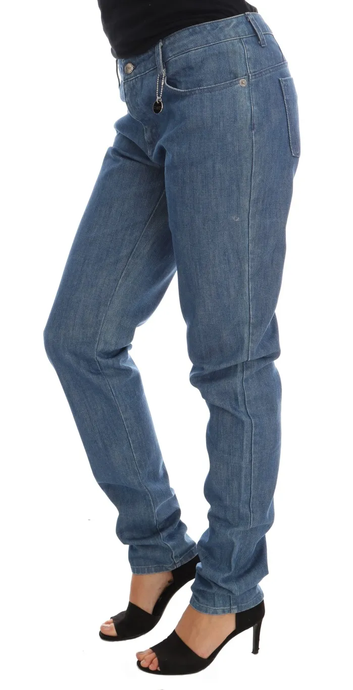 Costume National Women's Elegant Boy Fit Blue Wash Jeans
