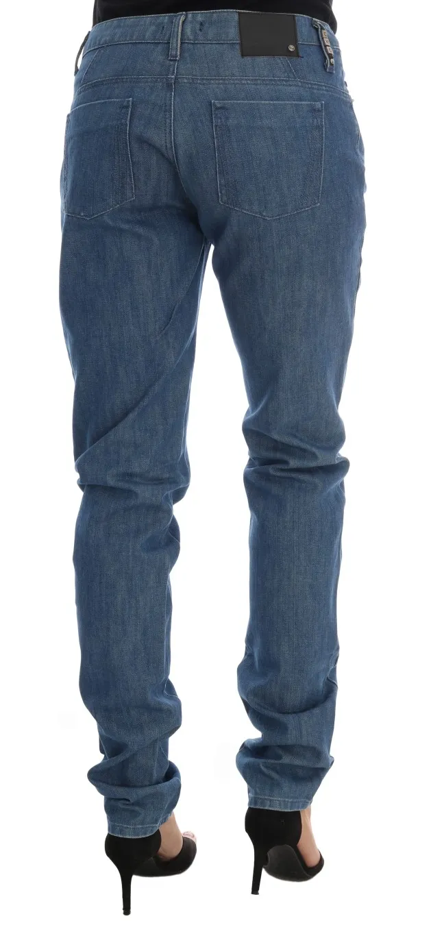 Costume National Women's Elegant Boy Fit Blue Wash Jeans