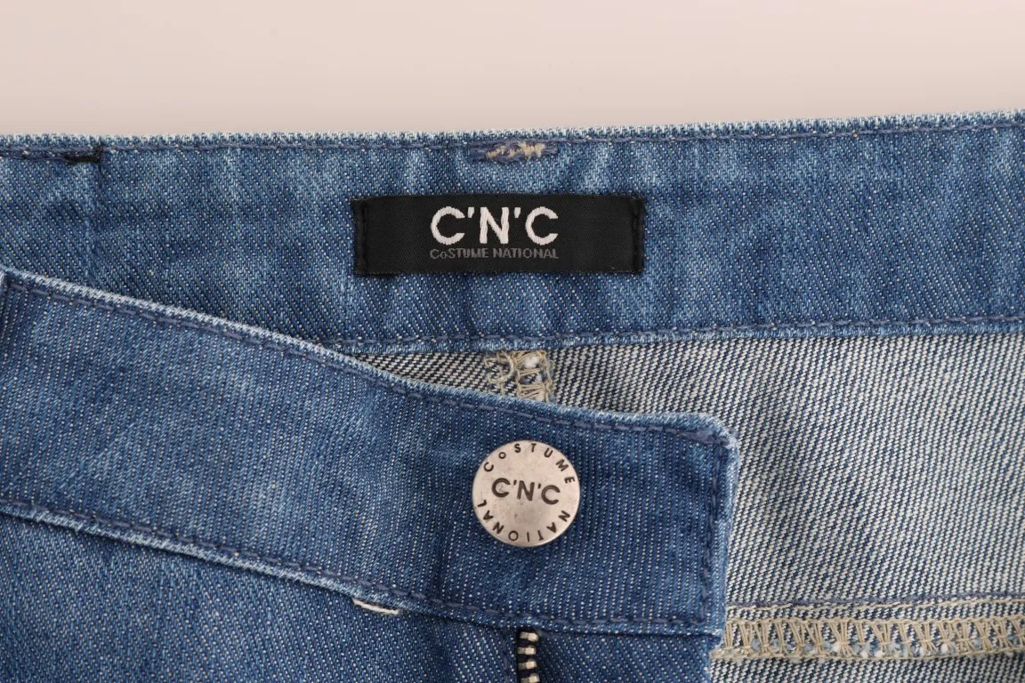 Costume National Women's Elegant Boy Fit Blue Wash Jeans