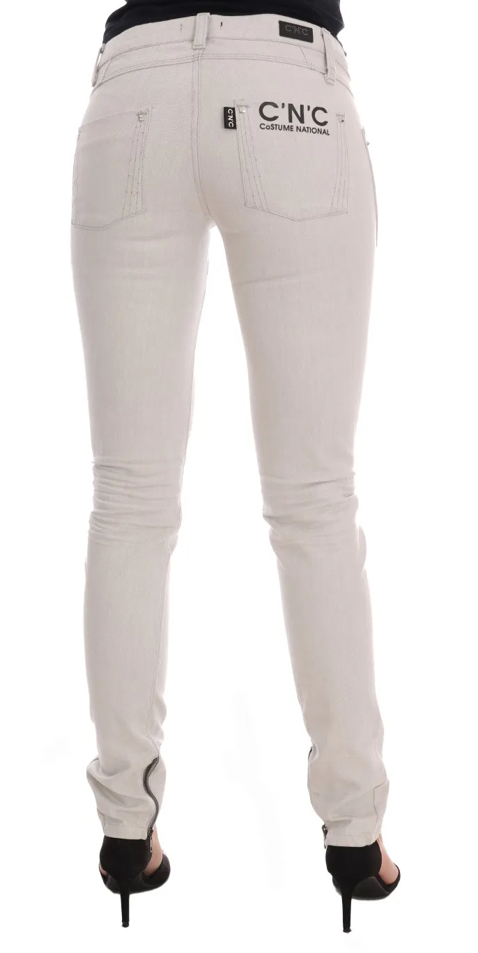 Costume National Women's Chic White Slim-Fit Stretch Jeans