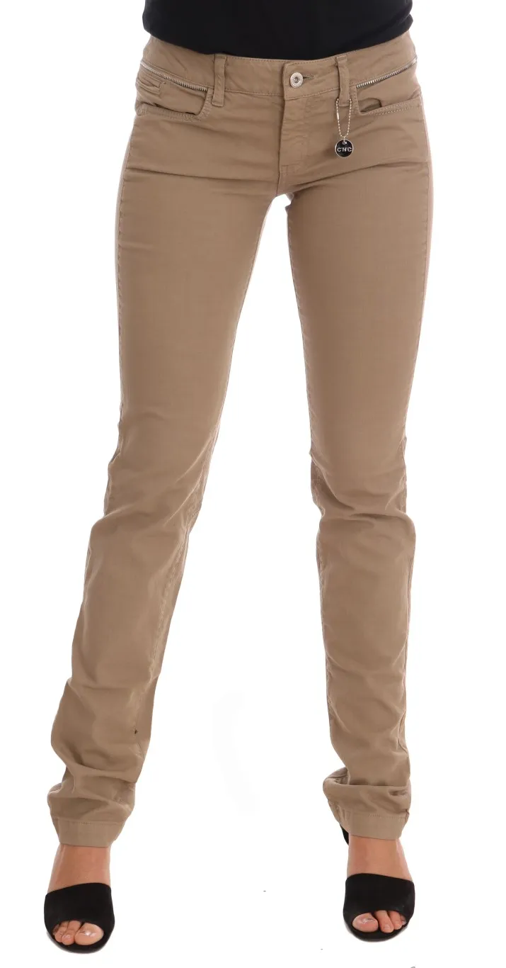 Costume National Women's Beige Super Slim Fit Denim Delight