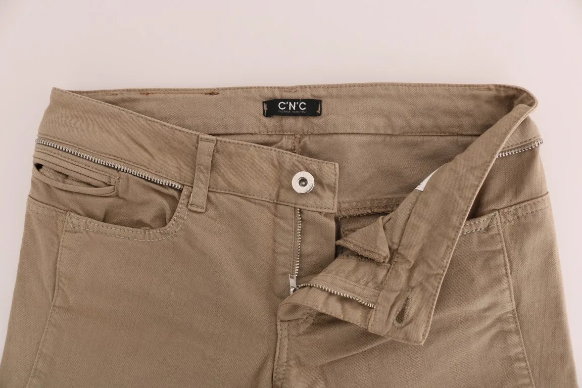 Costume National Women's Beige Super Slim Fit Denim Delight