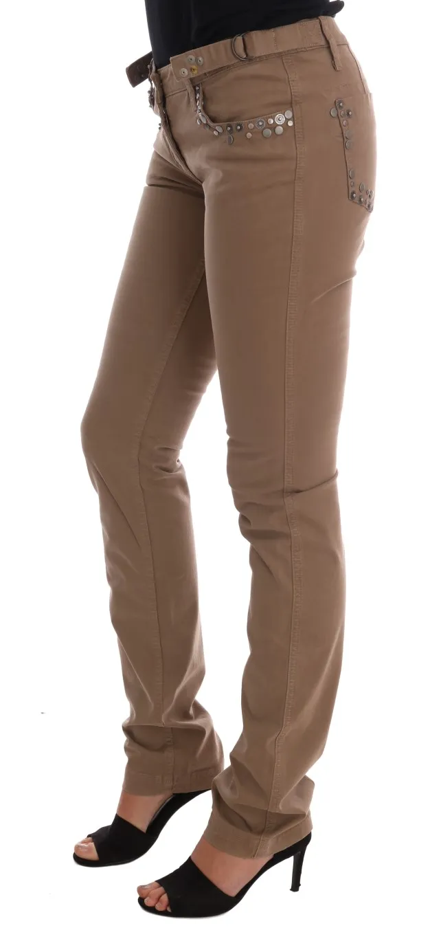 Costume National Women's Beige Super Slim Fit Designer Jeans