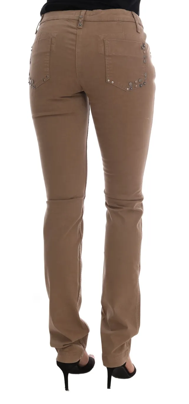 Costume National Women's Beige Super Slim Fit Designer Jeans