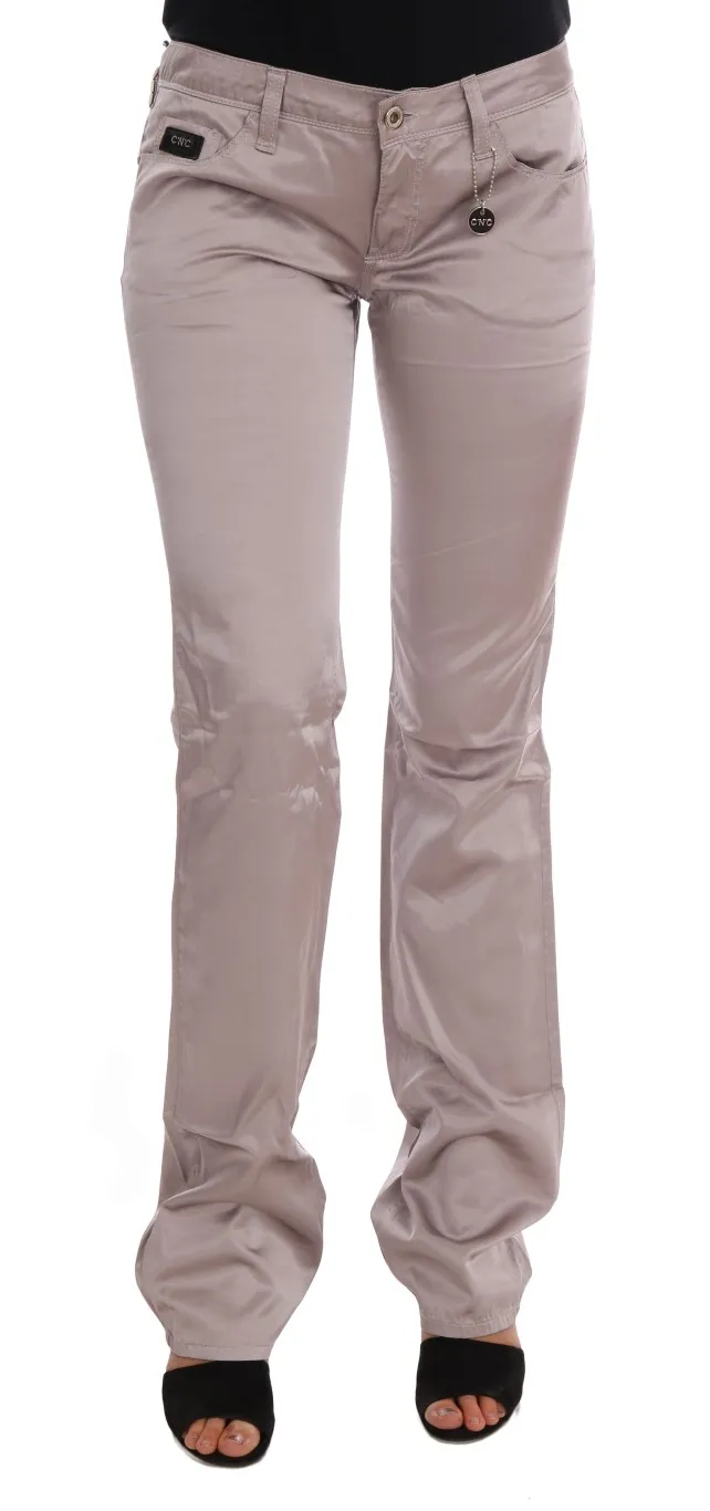 Costume National Women's Chic Beige Slim Fit Designer Jeans