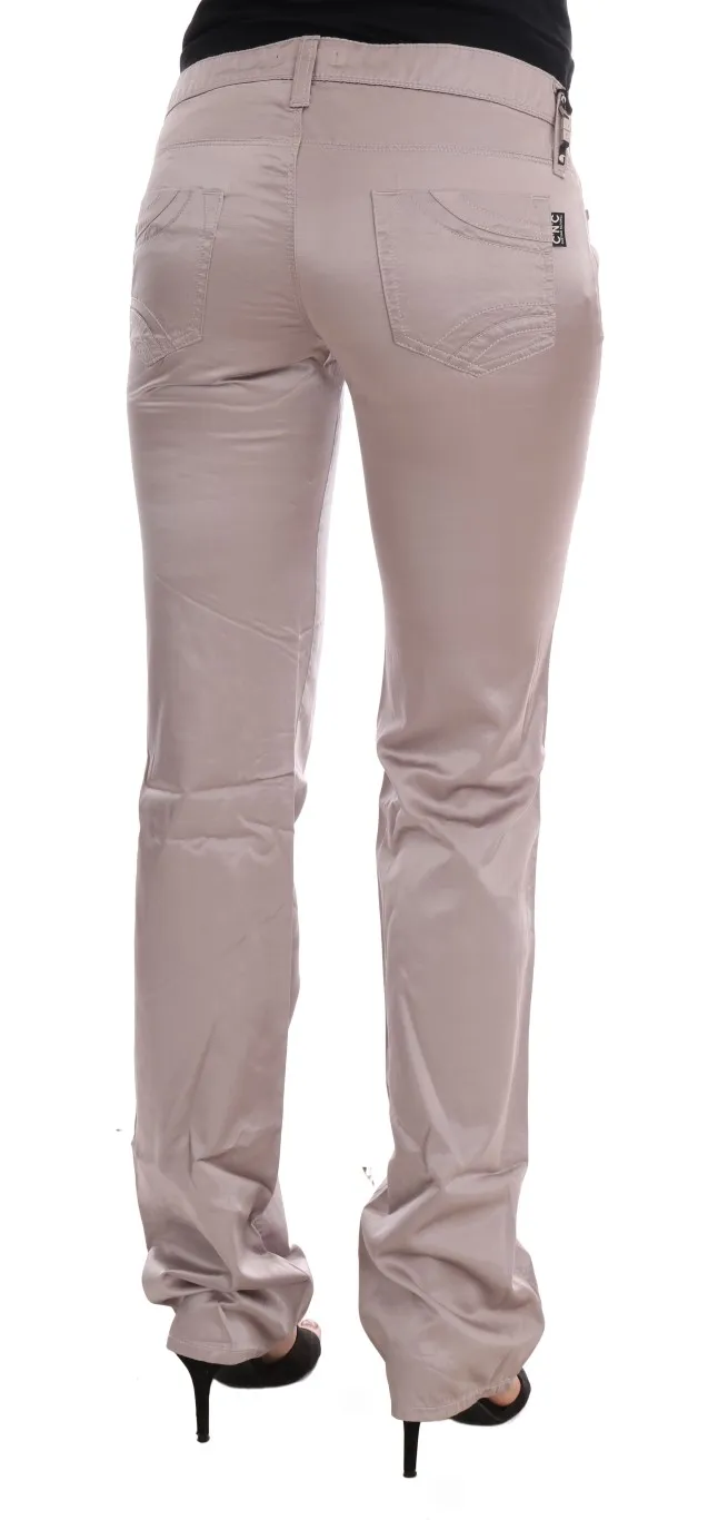 Costume National Women's Chic Beige Slim Fit Designer Jeans