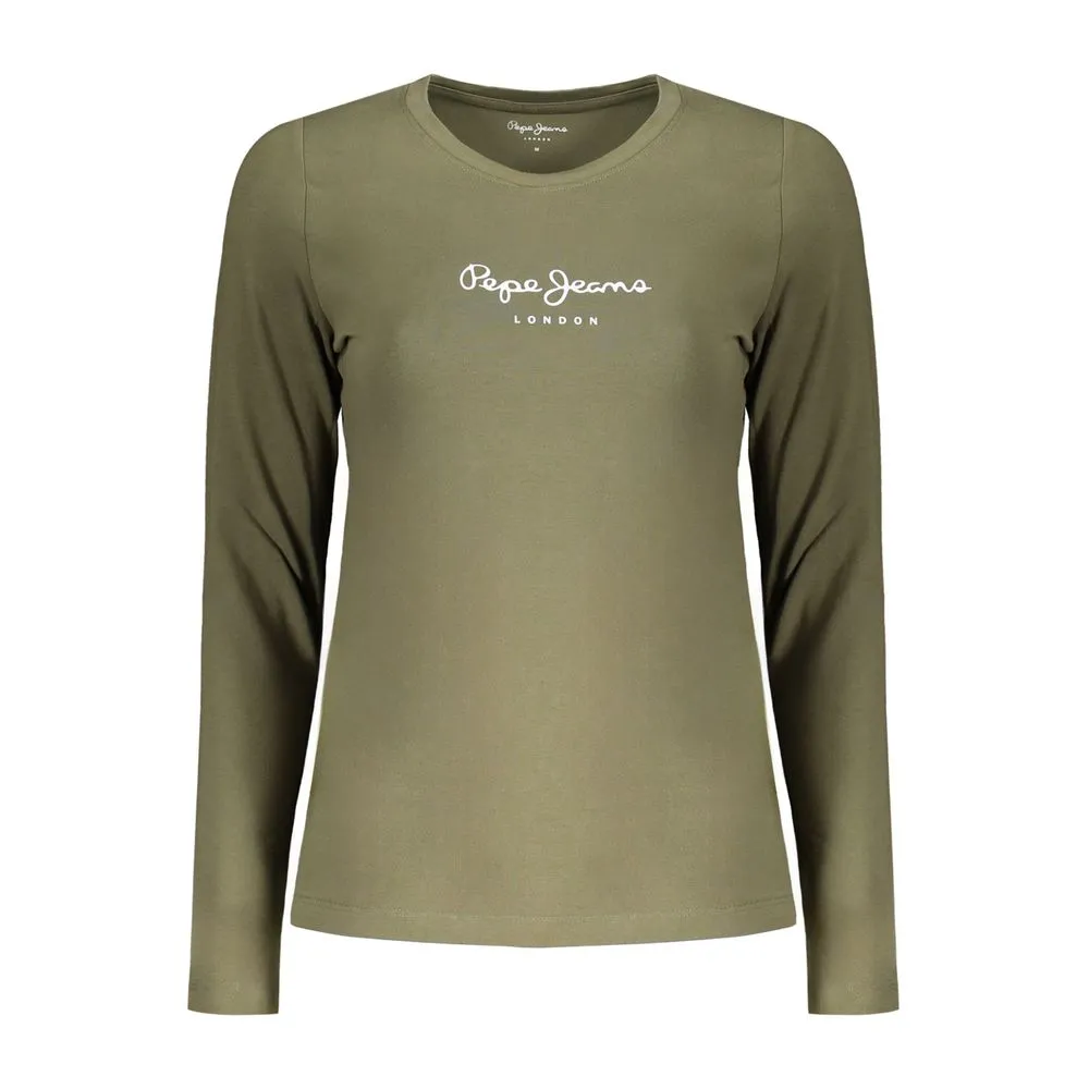Pepe Jeans Women's Green Cotton Tops & T-Shirt