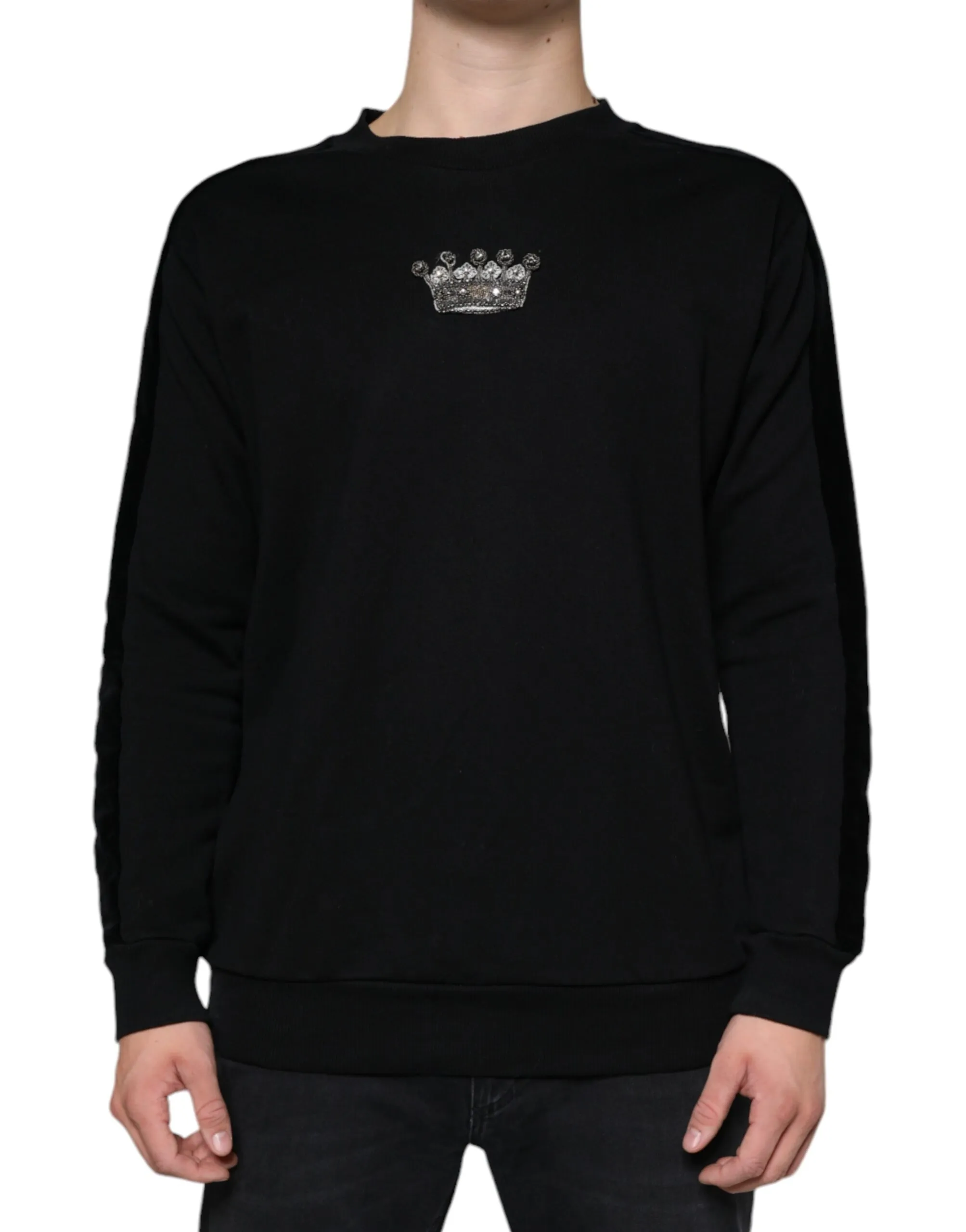 Dolce & Gabbana Men's Black Cotton Crown Pullover Sweatshirt Sweater