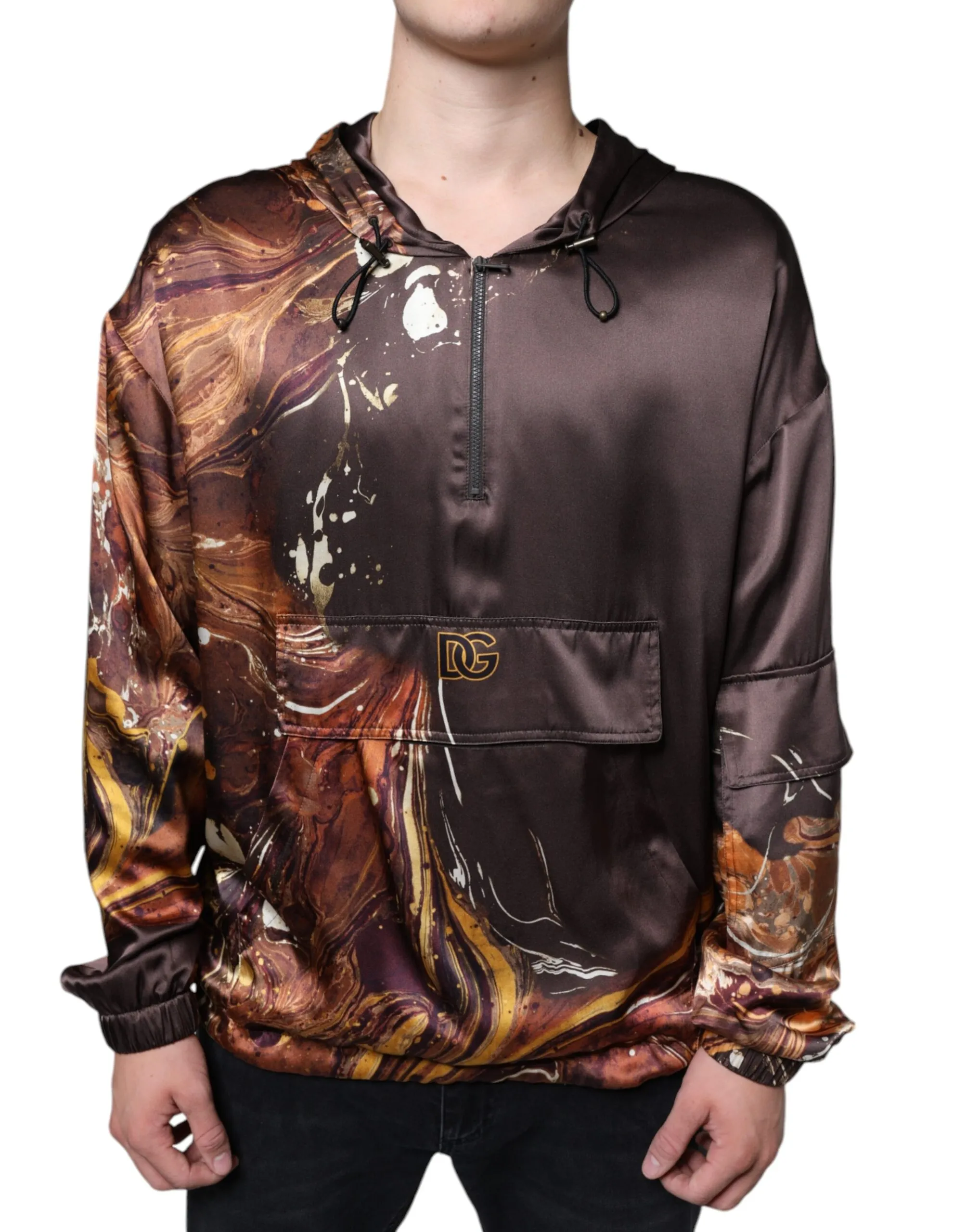 Dolce & Gabbana Men's Brown Tie Dye Hooded Sweatshirt Sweater