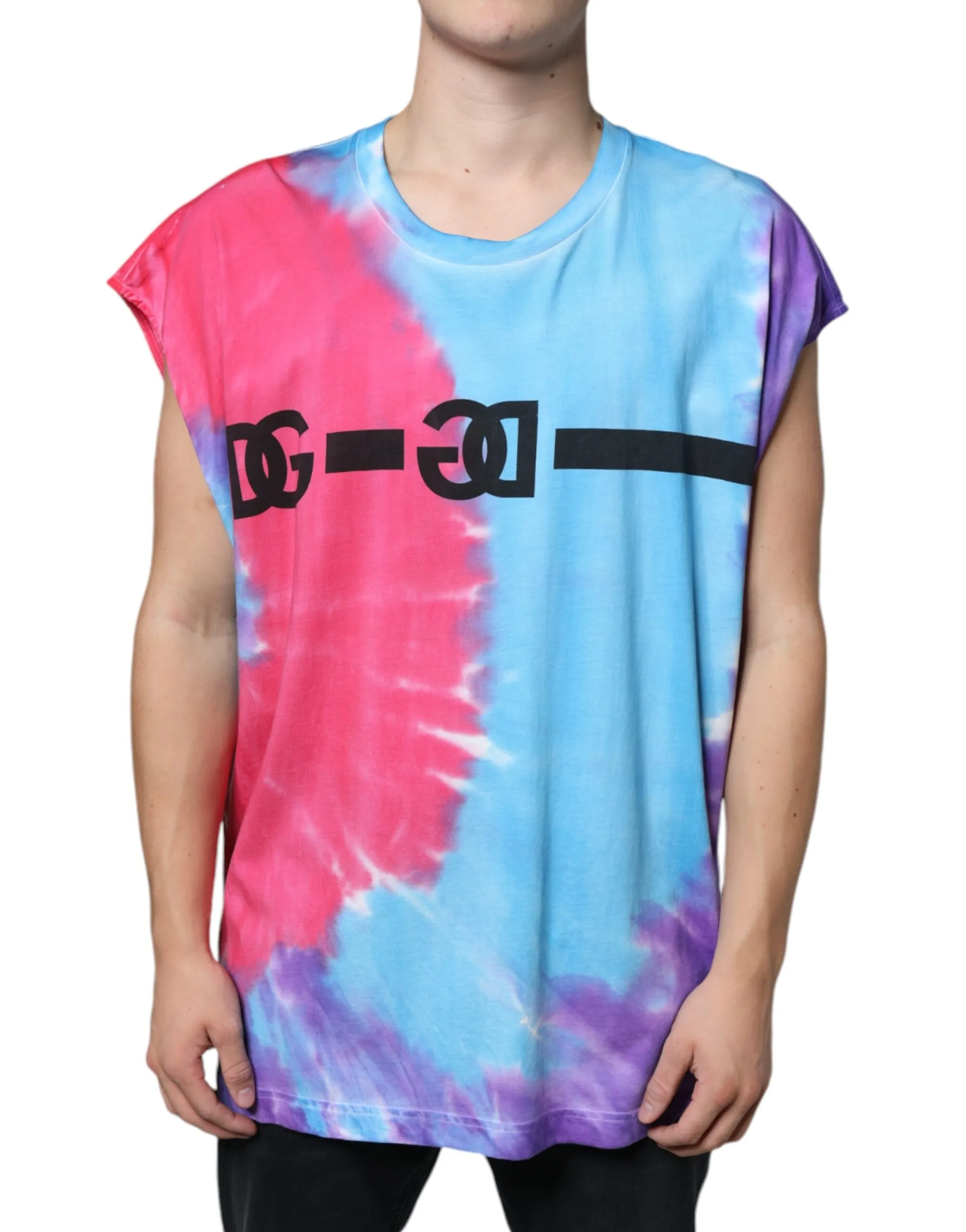 Dolce & Gabbana Men's Multicolor Tie Dye Cotton Sleeveless T-shirt