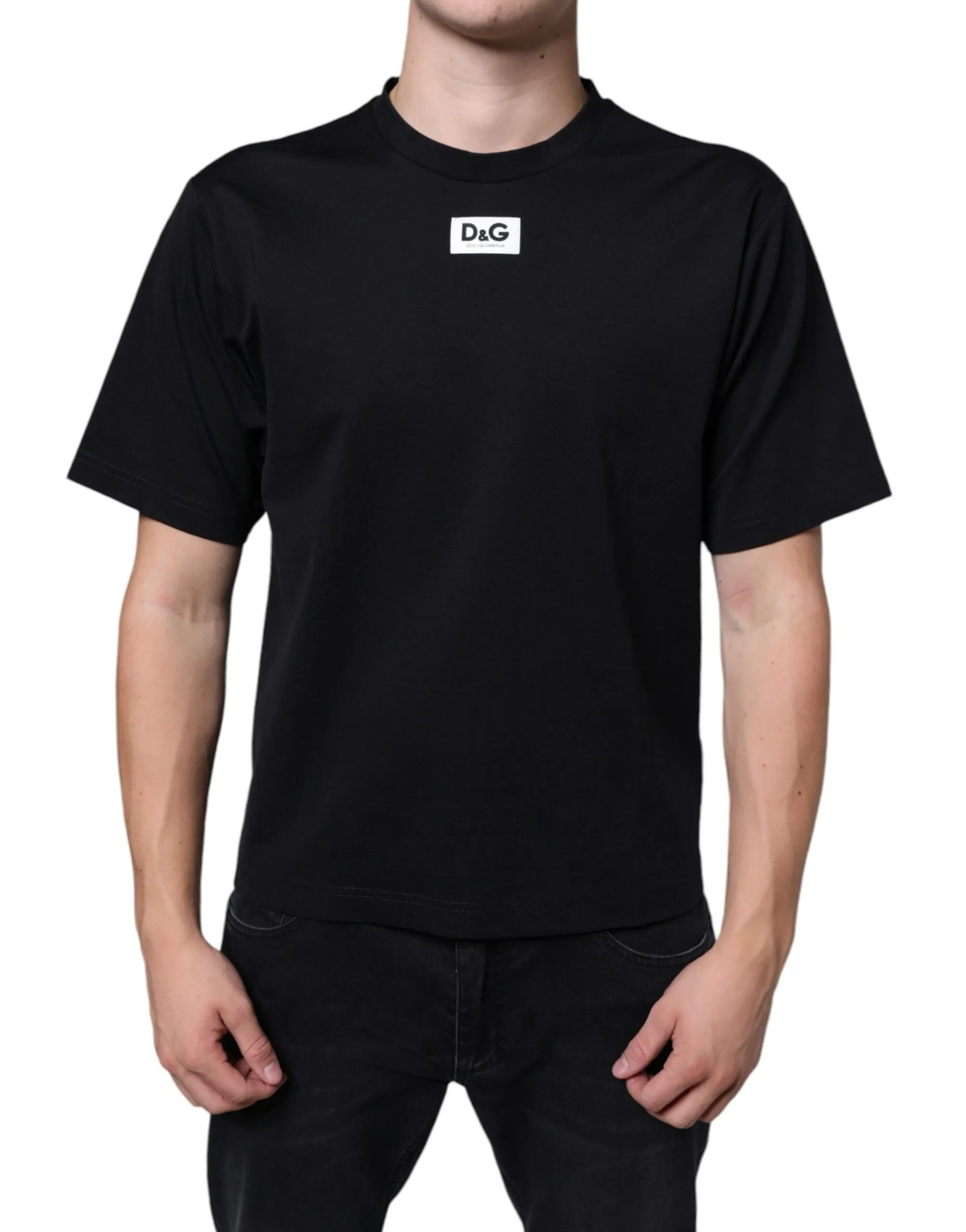 Dolce & Gabbana Men's Dark Blue Cotton DG Logo Casual T-shirt