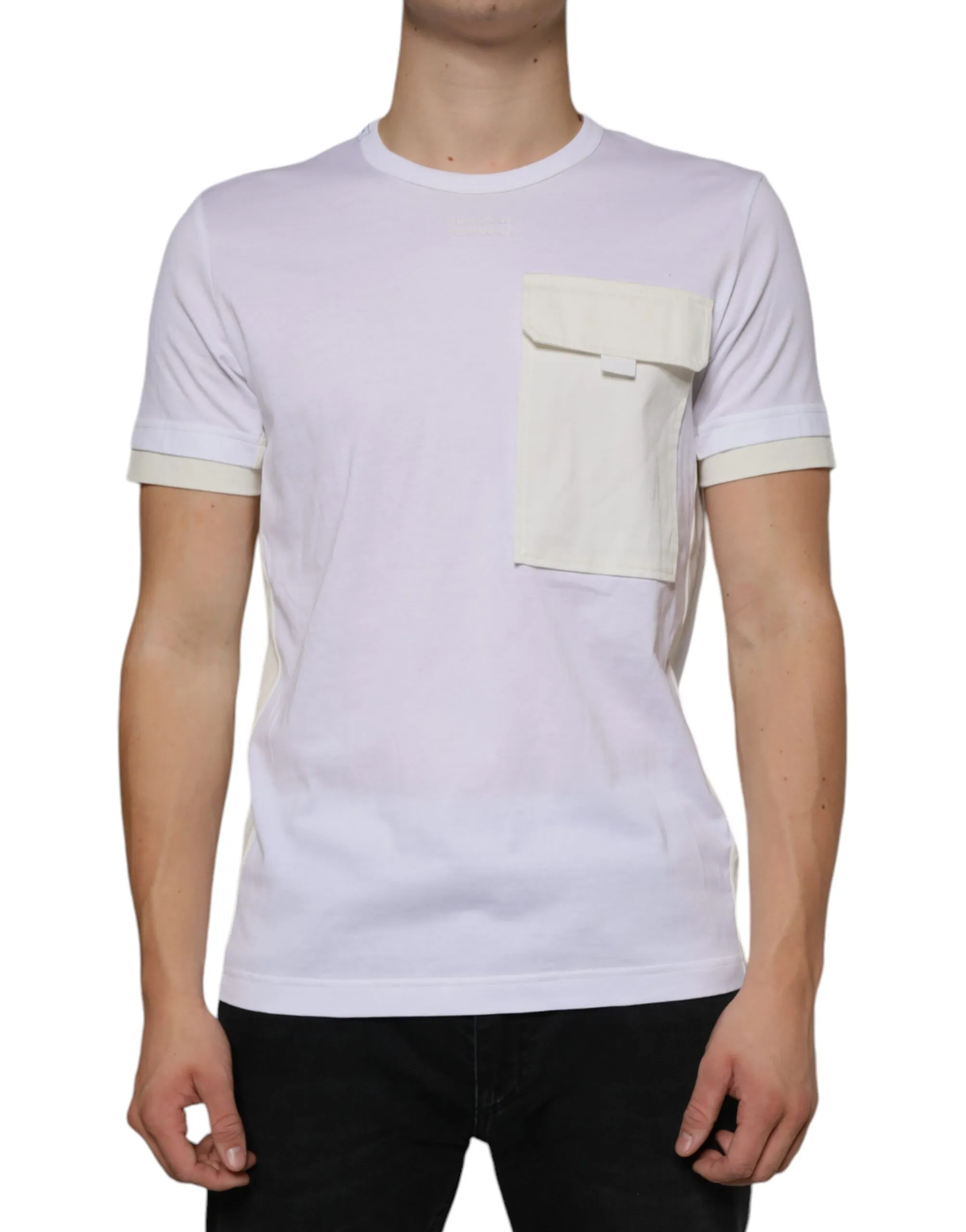 Dolce & Gabbana Men's White Cotton Pocket Short Sleeves T-shirt