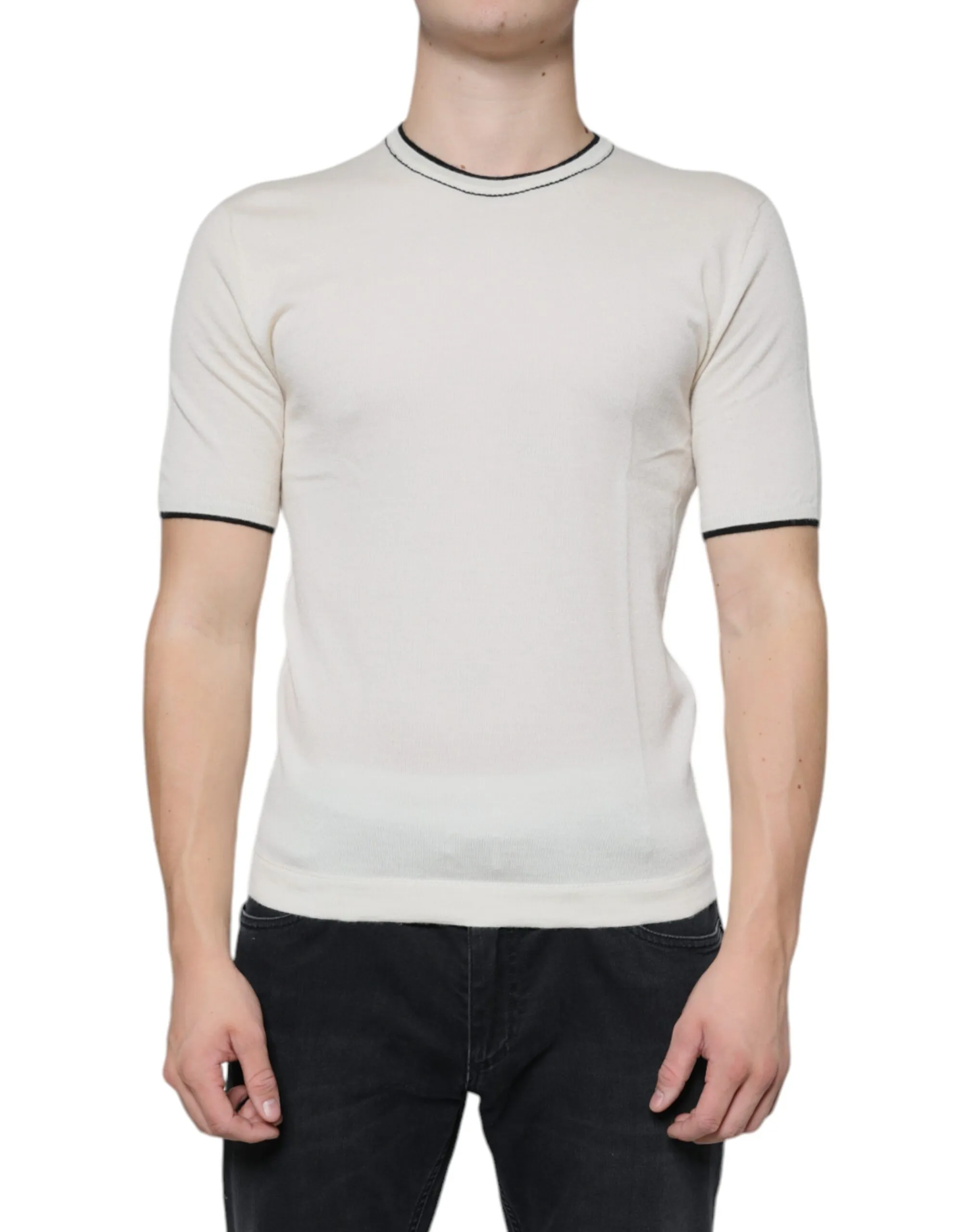 Dolce & Gabbana Men's Off White Cashmere Short Sleeves T-shirt