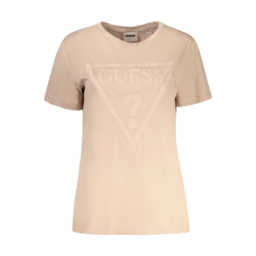 Guess Jeans Women's Beige Cotton Tops & T-Shirt