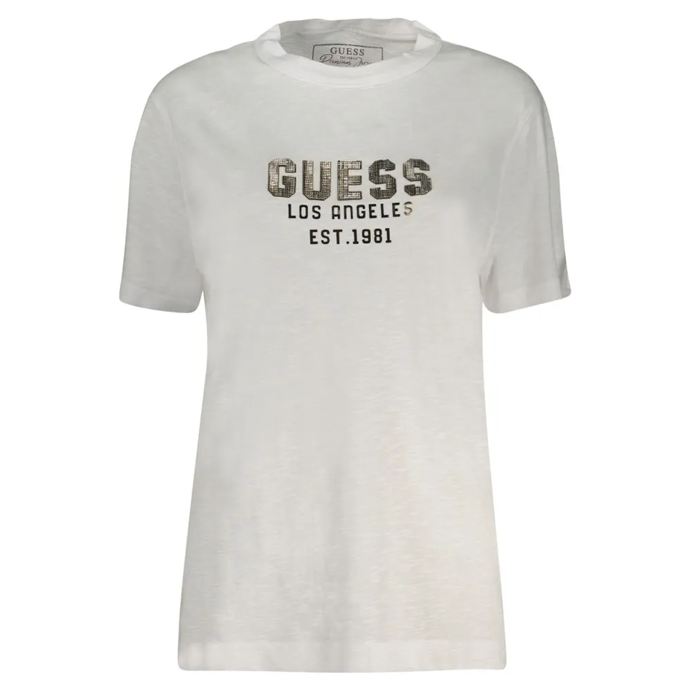 Guess Jeans Women's White Cotton Tops & T-Shirt