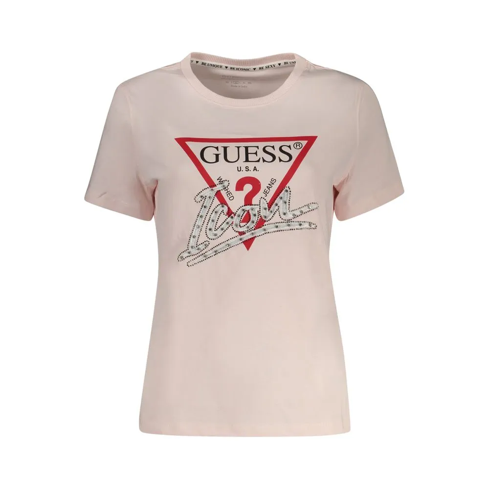 Guess Jeans Women's Pink Cotton Tops & T-Shirt