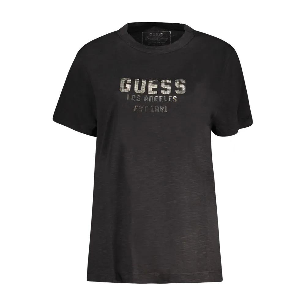 Guess Jeans Women's Black Cotton Tops & T-Shirt