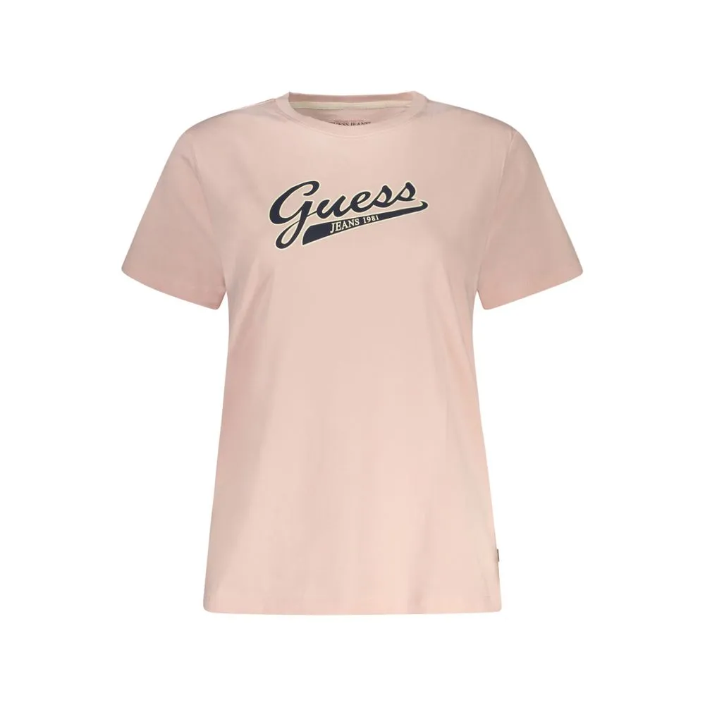 Guess Jeans Women's Pink Cotton Tops & T-Shirt