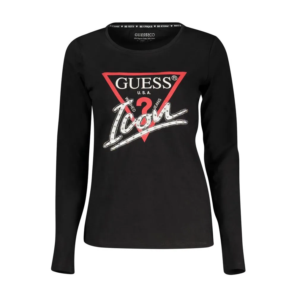 Guess Jeans Women's Black Cotton Tops & T-Shirt