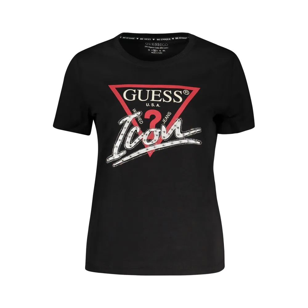 Guess Jeans Women's Black Cotton Tops & T-Shirt