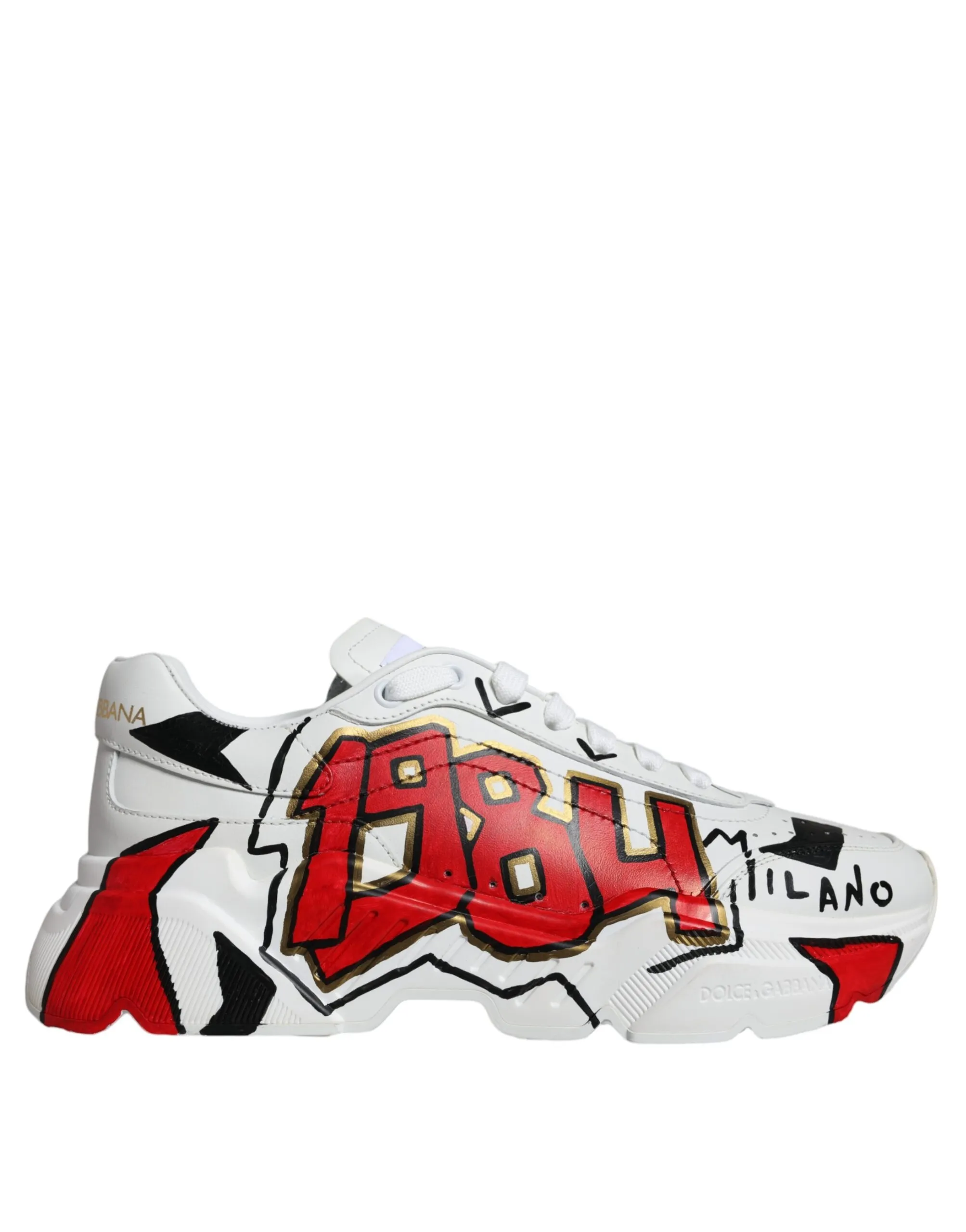 Dolce & Gabbana Men's White Daymaster Hand Painted Sneakers Shoes