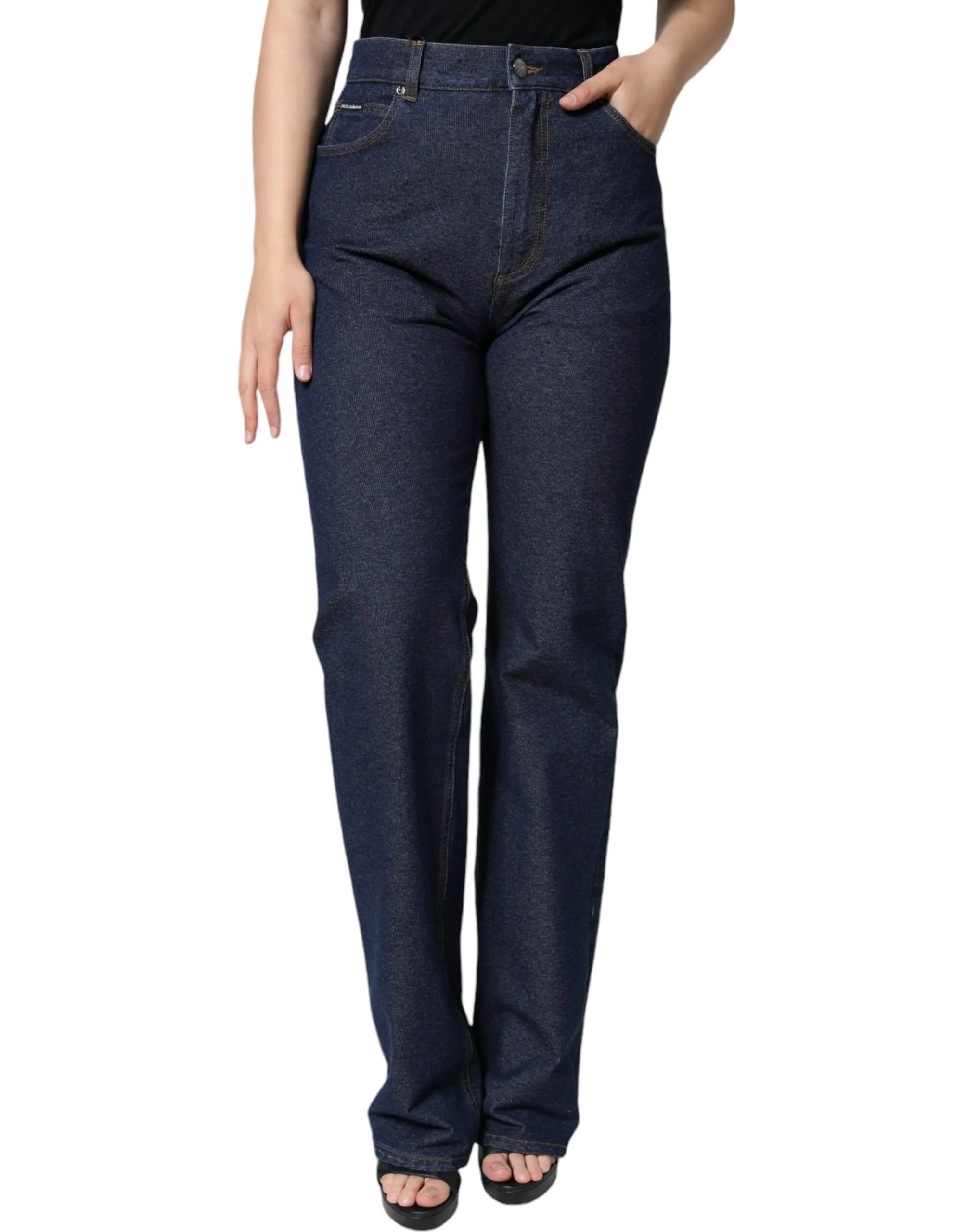 Dolce & Gabbana Women's Dark Blue Cotton Stretch Straight Denim Jeans