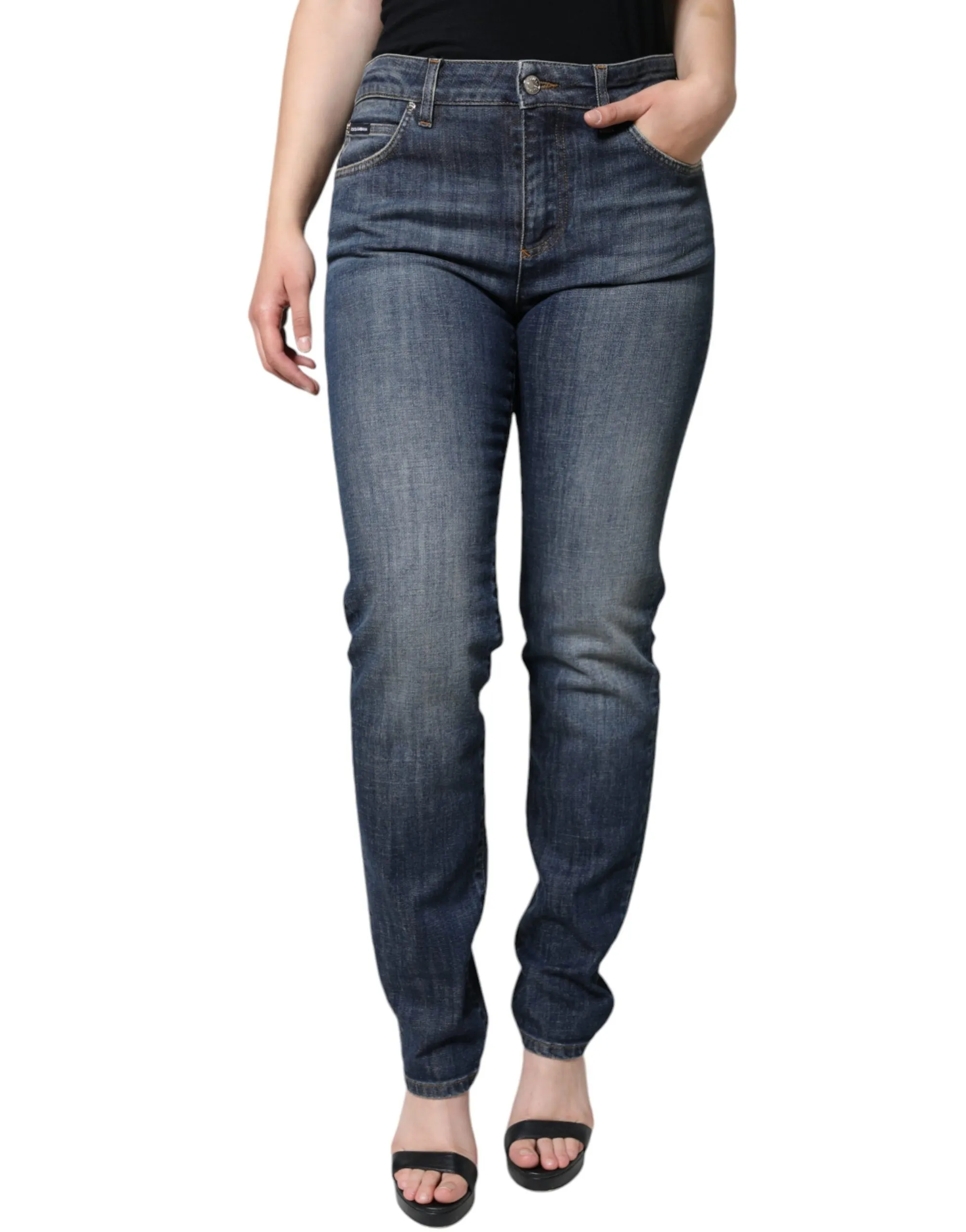 Dolce & Gabbana Women's Dark Blue Cotton Stretch Skinny Denim Jeans