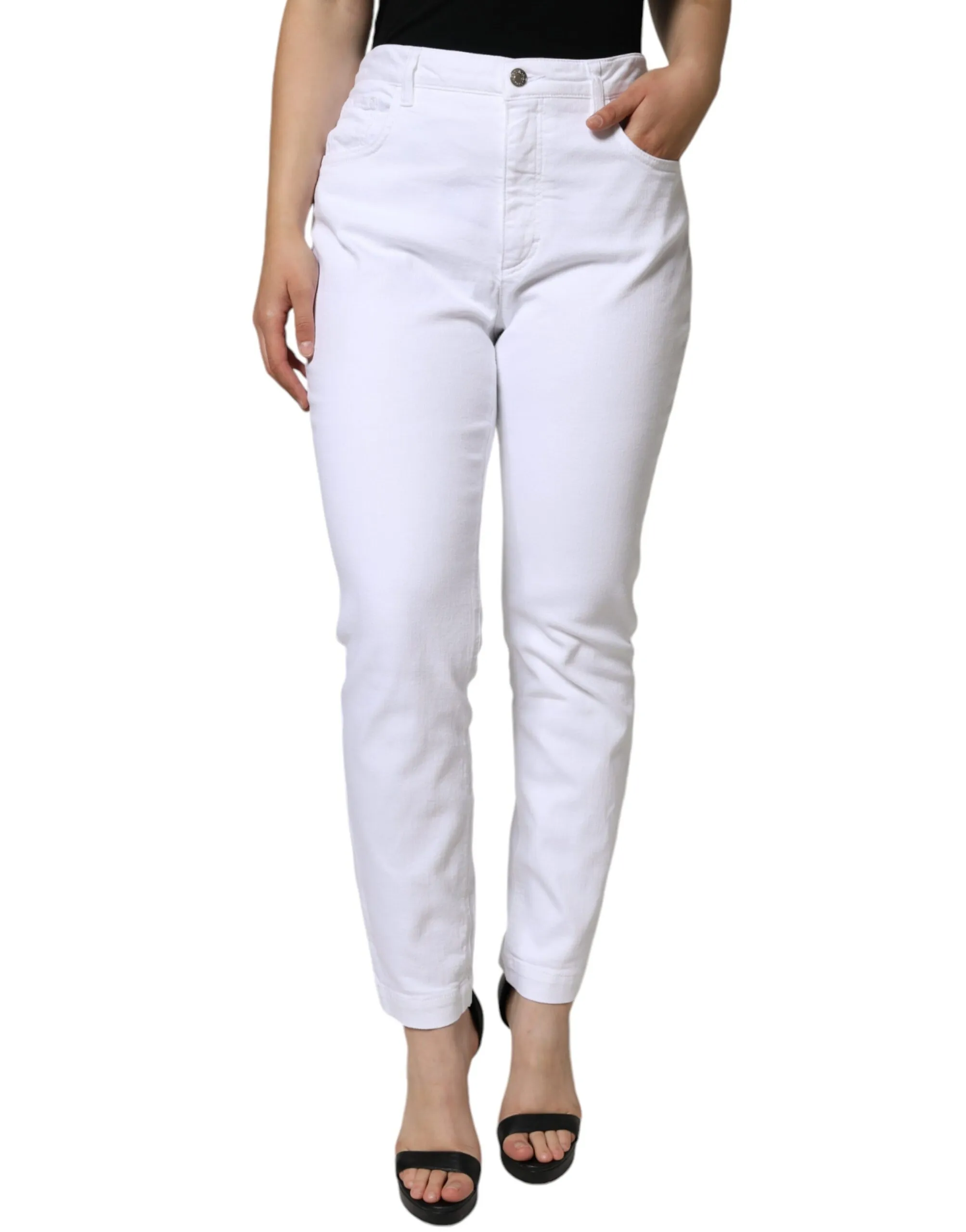 Dolce & Gabbana Women's White Cotton Stretch AUDREY Skinny Jeans