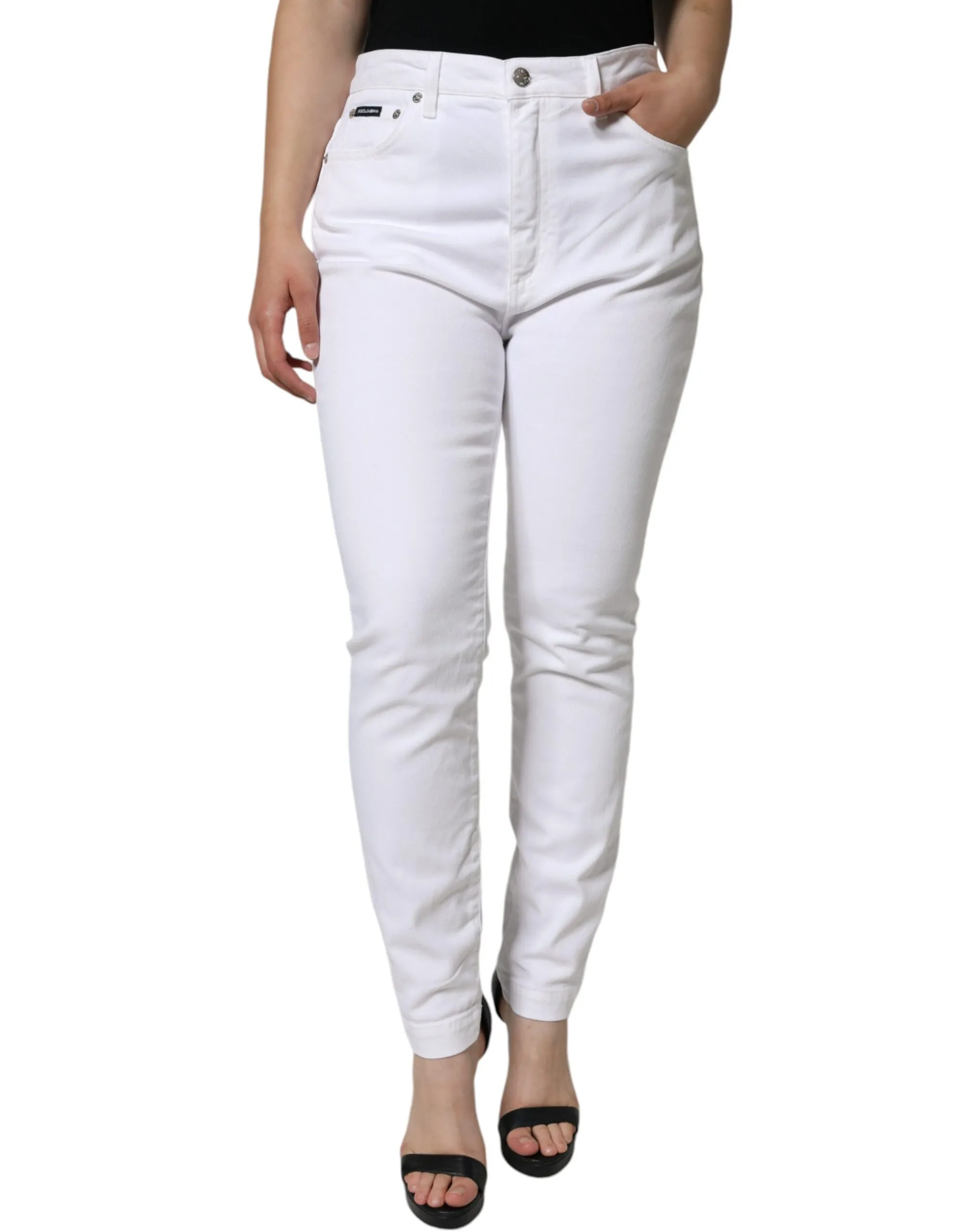 Dolce & Gabbana Women's White Cotton Stretch AUDREY Skinny Jeans