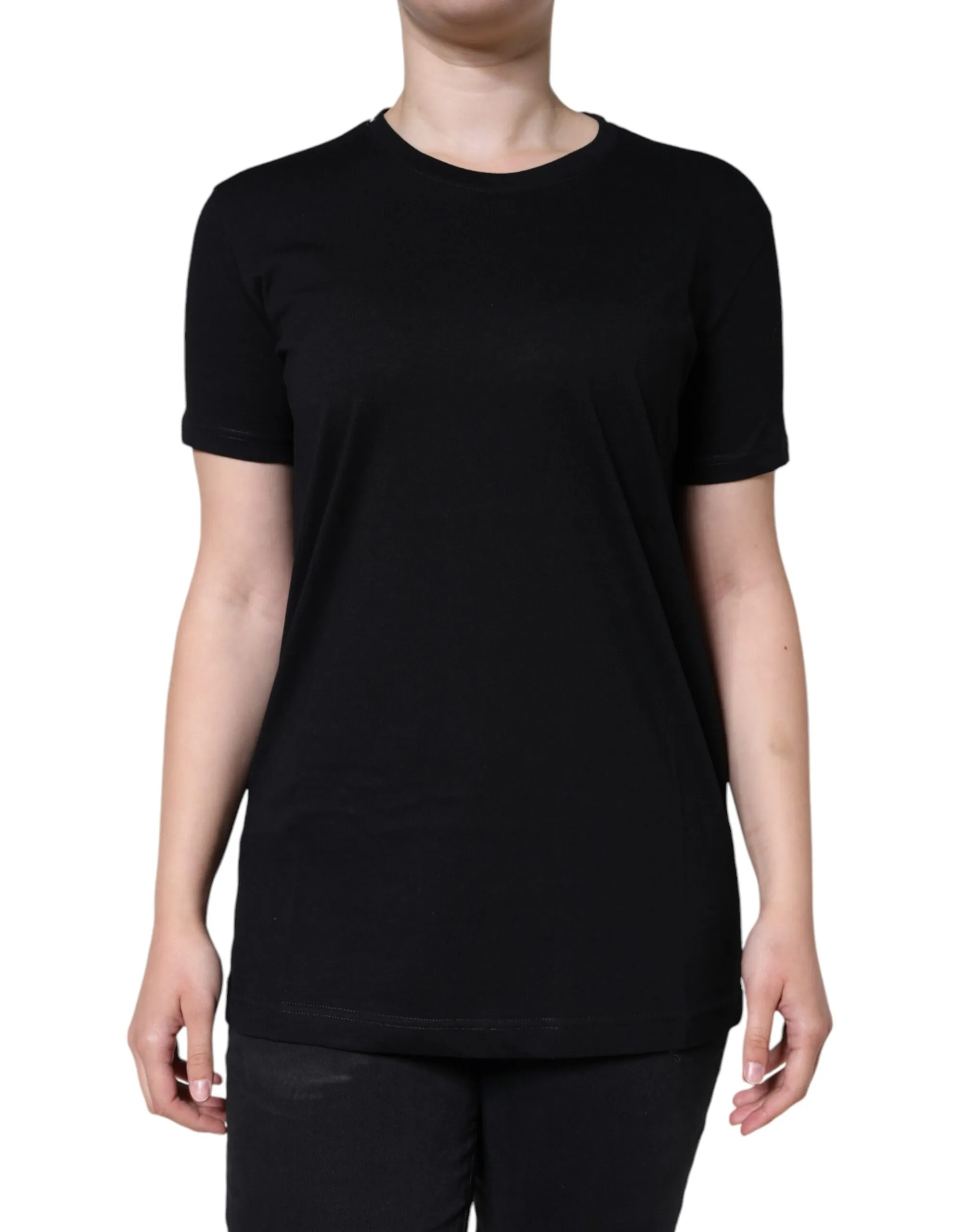 Dolce & Gabbana Women's Black Cotton Crew Neck Short Sleeve T-shirt