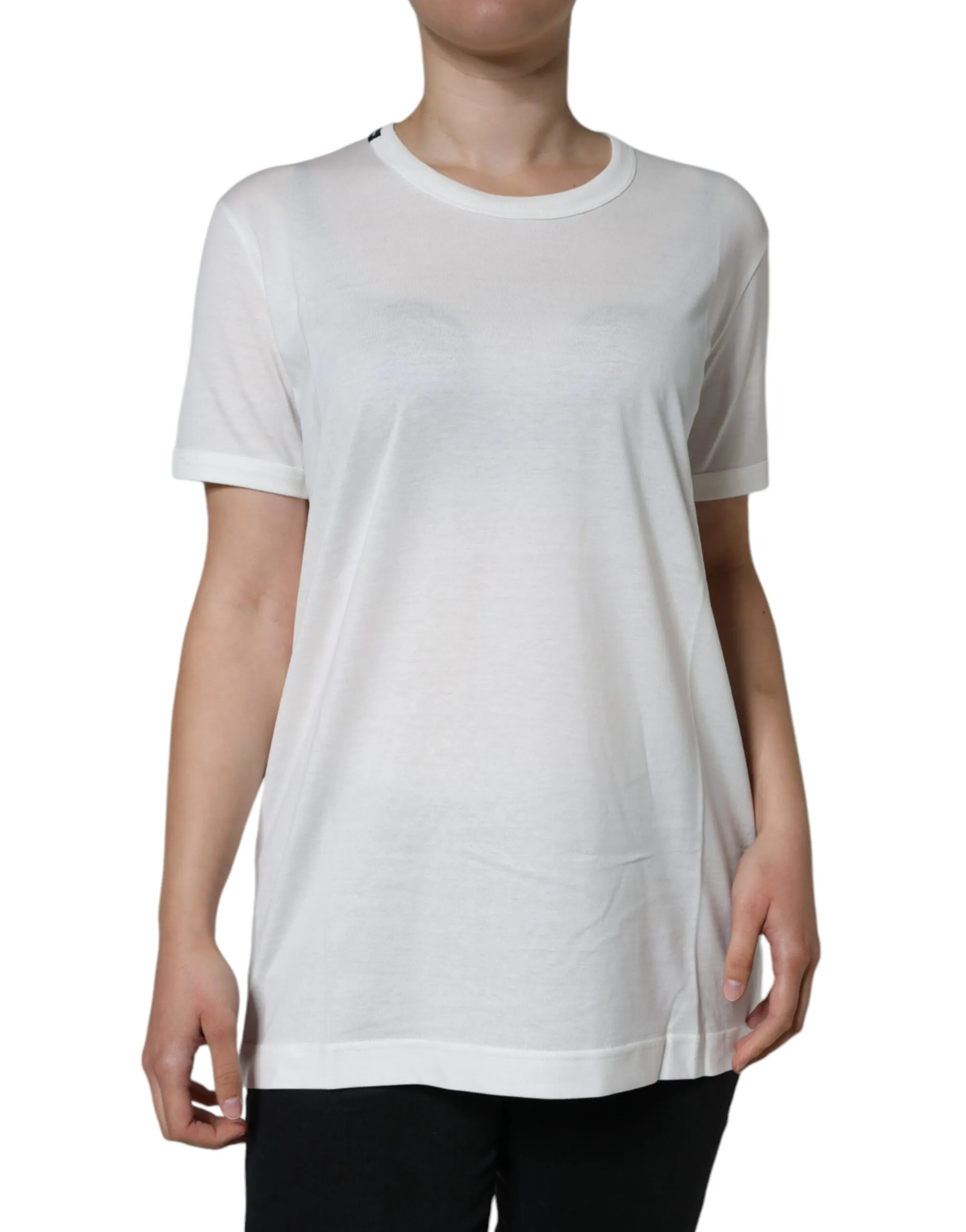 Dolce & Gabbana Women's White Cotton Crew Neck Short Sleeve T-shirt