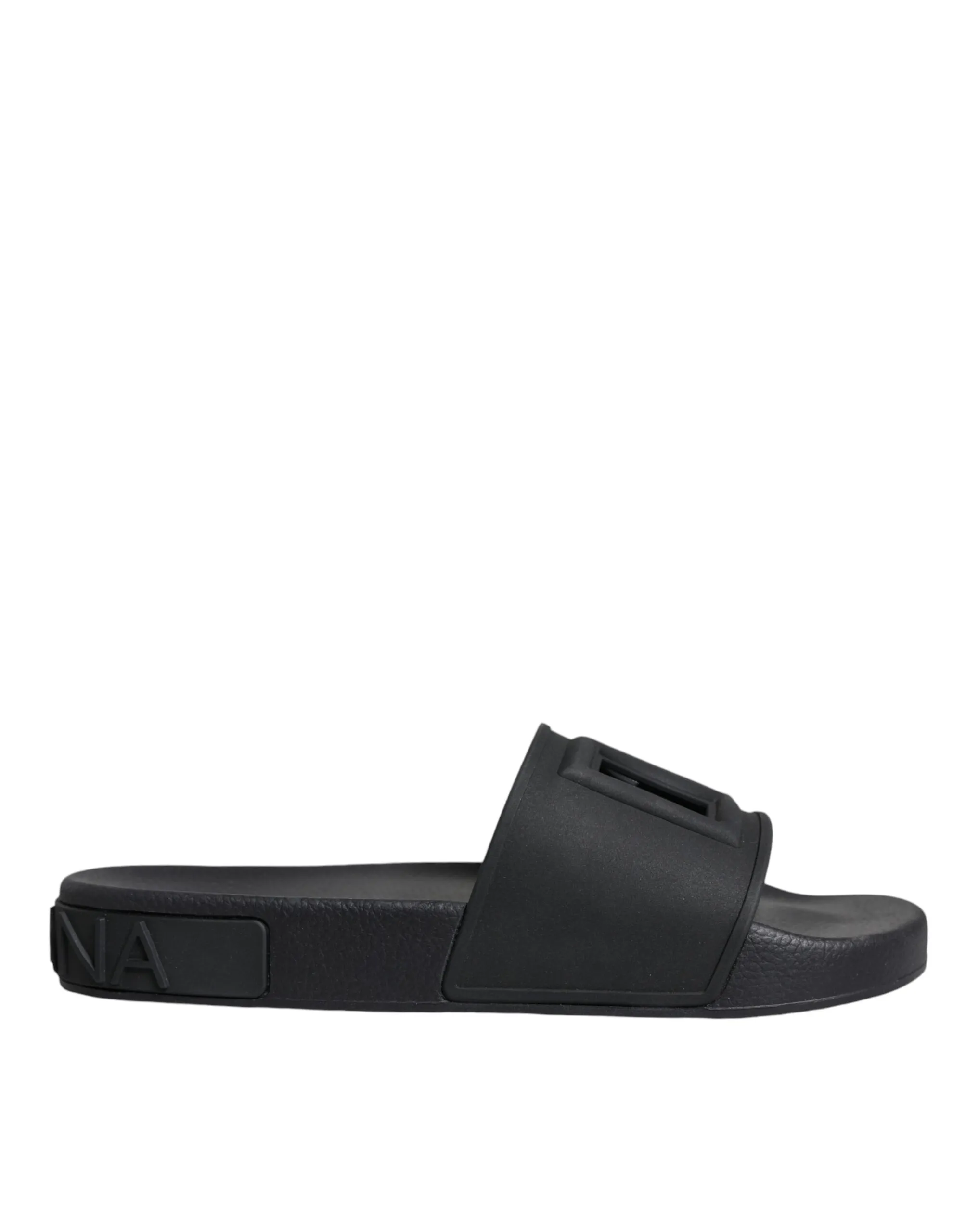 Dolce & Gabbana Women's Black Rubber Slides Sandals Beachwear Shoes