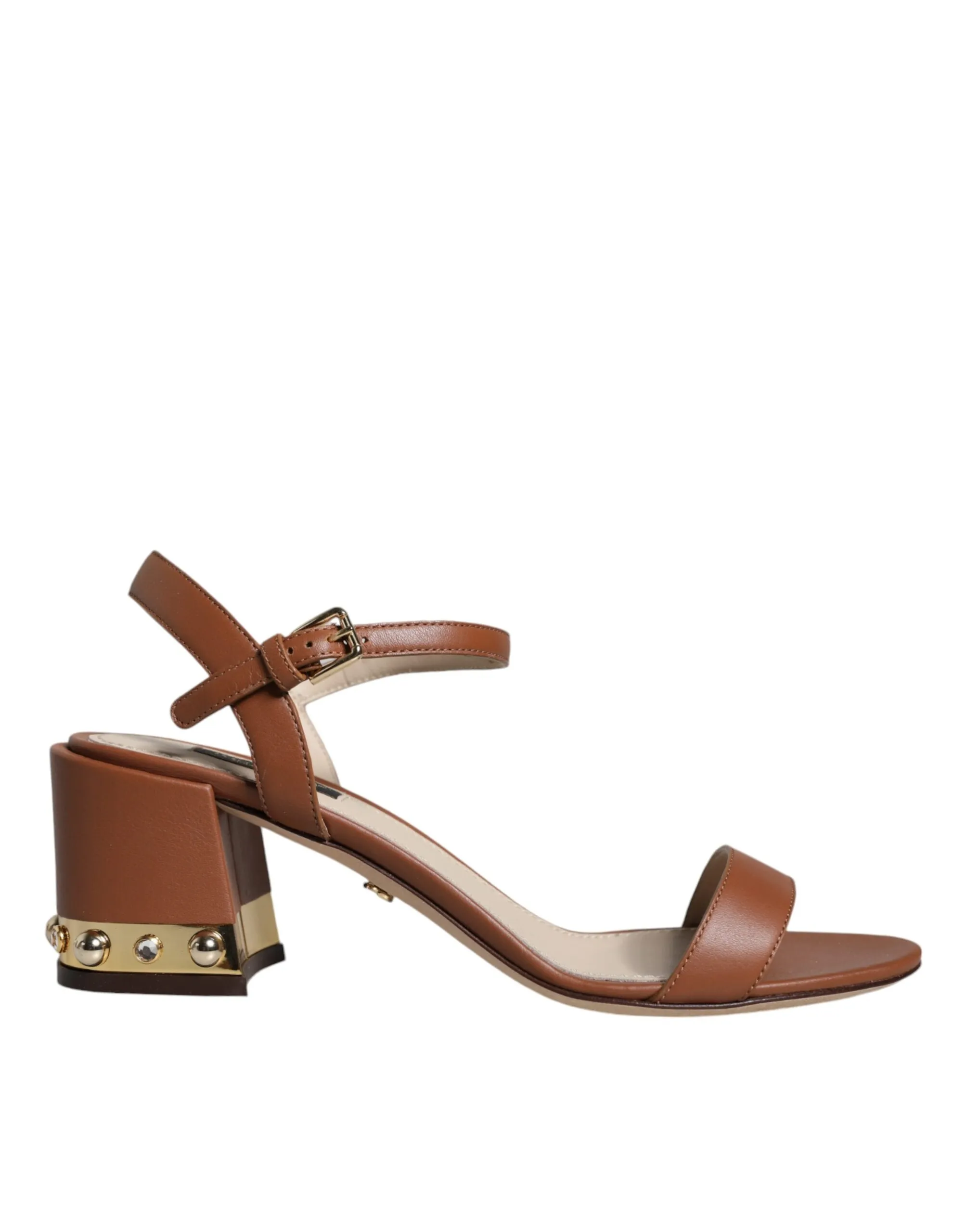 Dolce & Gabbana Women's Brown Leather Ankle Strap Sandals Shoes
