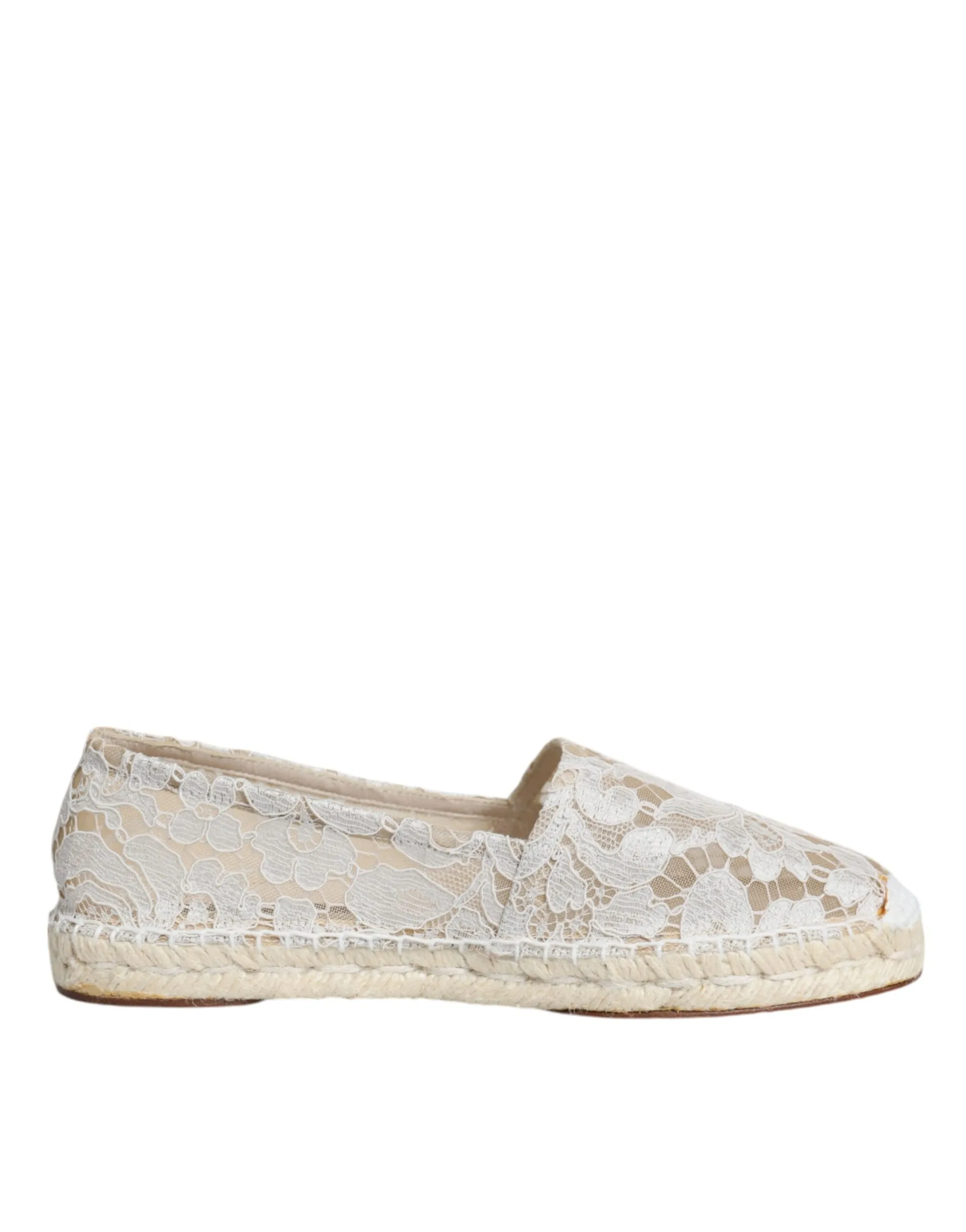 Dolce & Gabbana Women's White Lace Viscose Espadrilles Flats Shoes