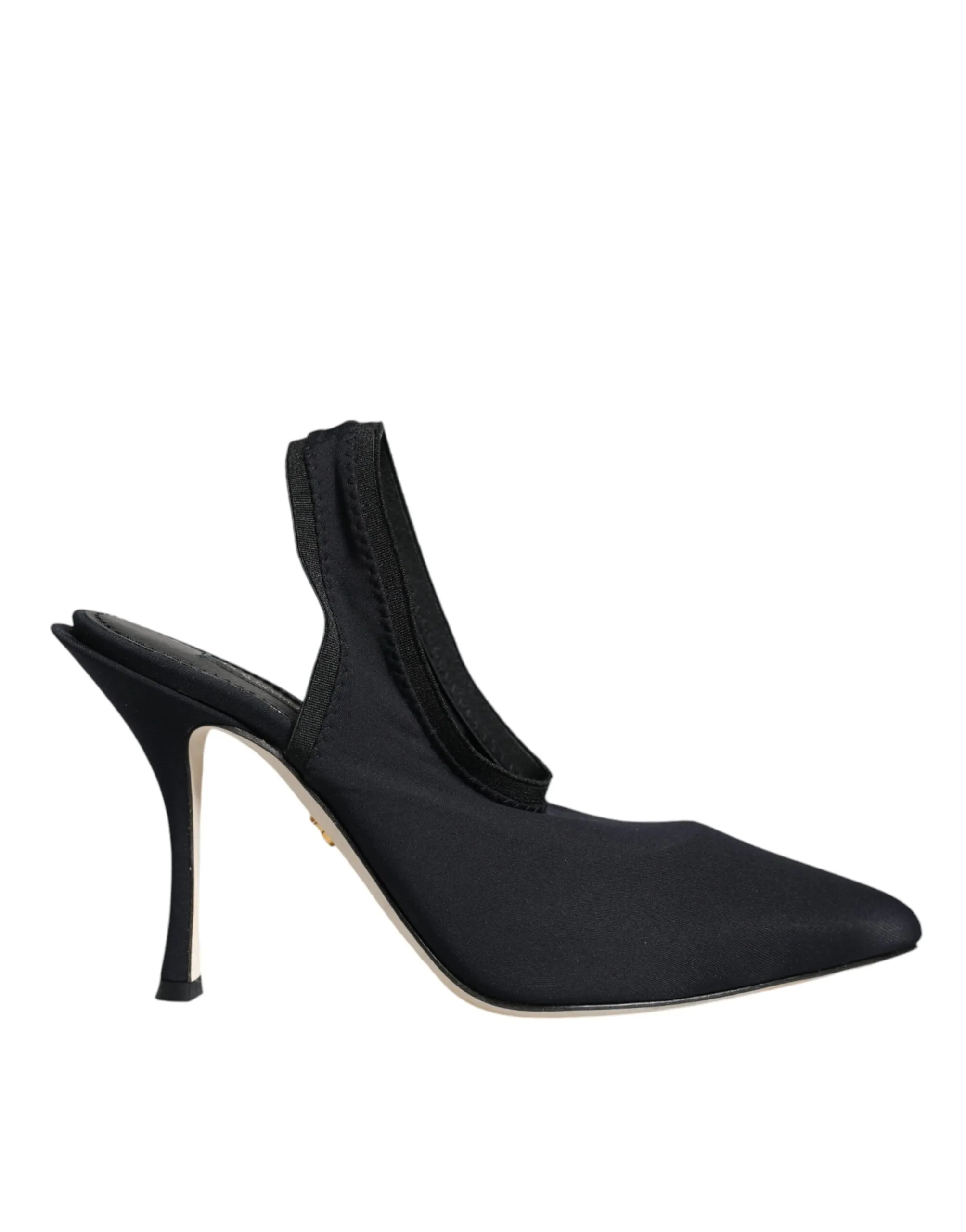Dolce & Gabbana Women's Black Jersey Stretch Heels Slingback Shoes